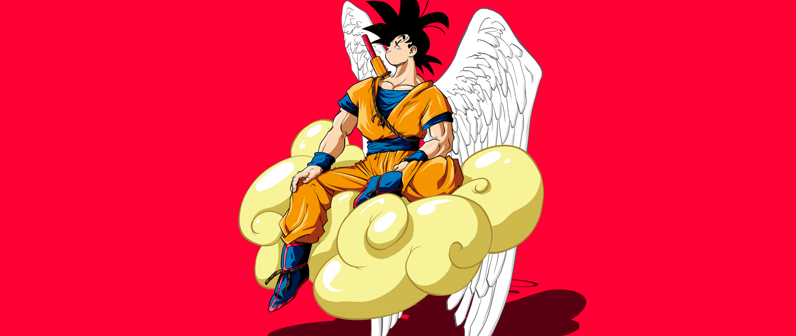 Angel son Goku, dragon ball, anime, fan art, 2560x1080 wallpaper