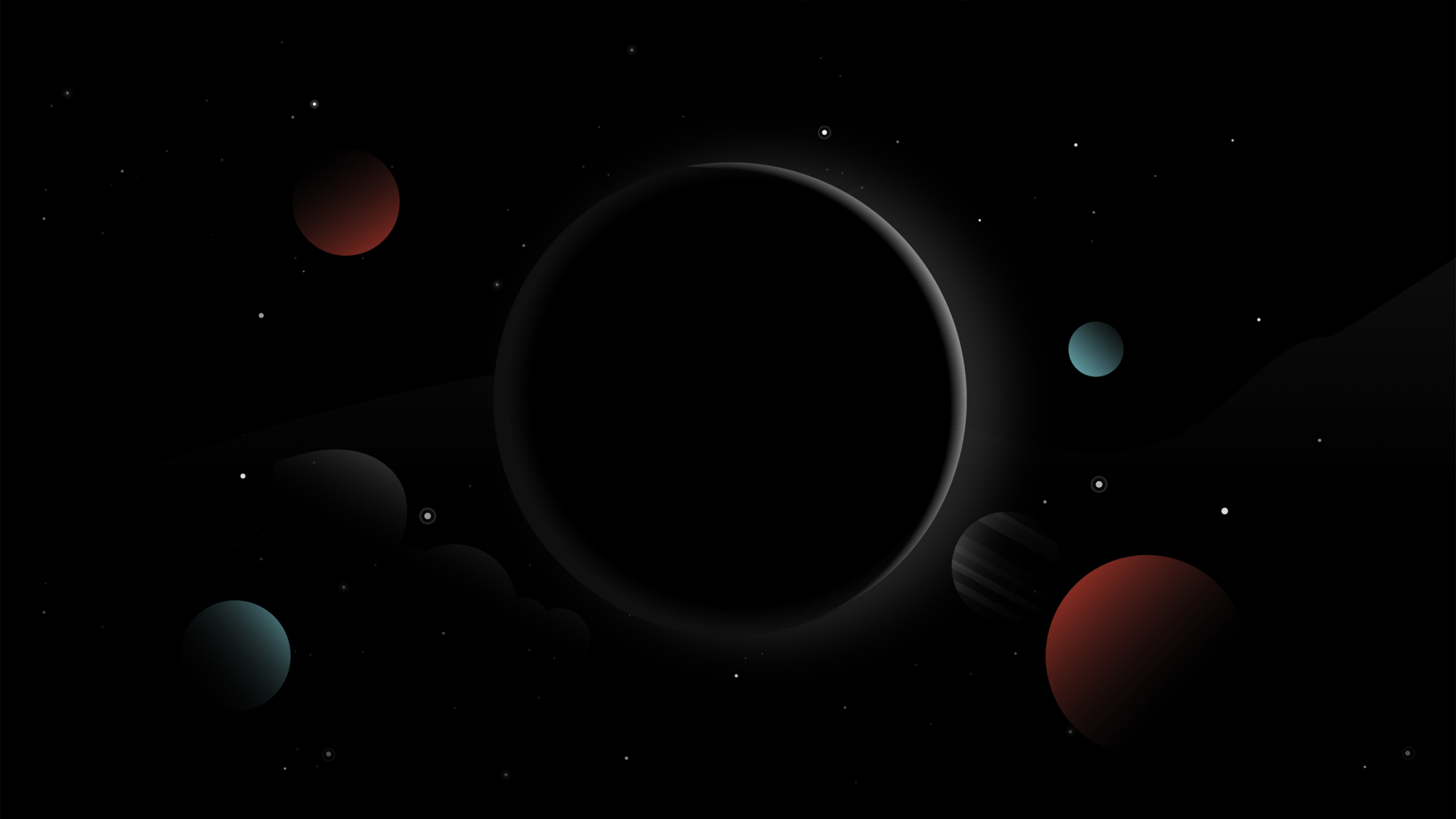 Download solar system, planets, dark, digital art, fantasy 2560x1440