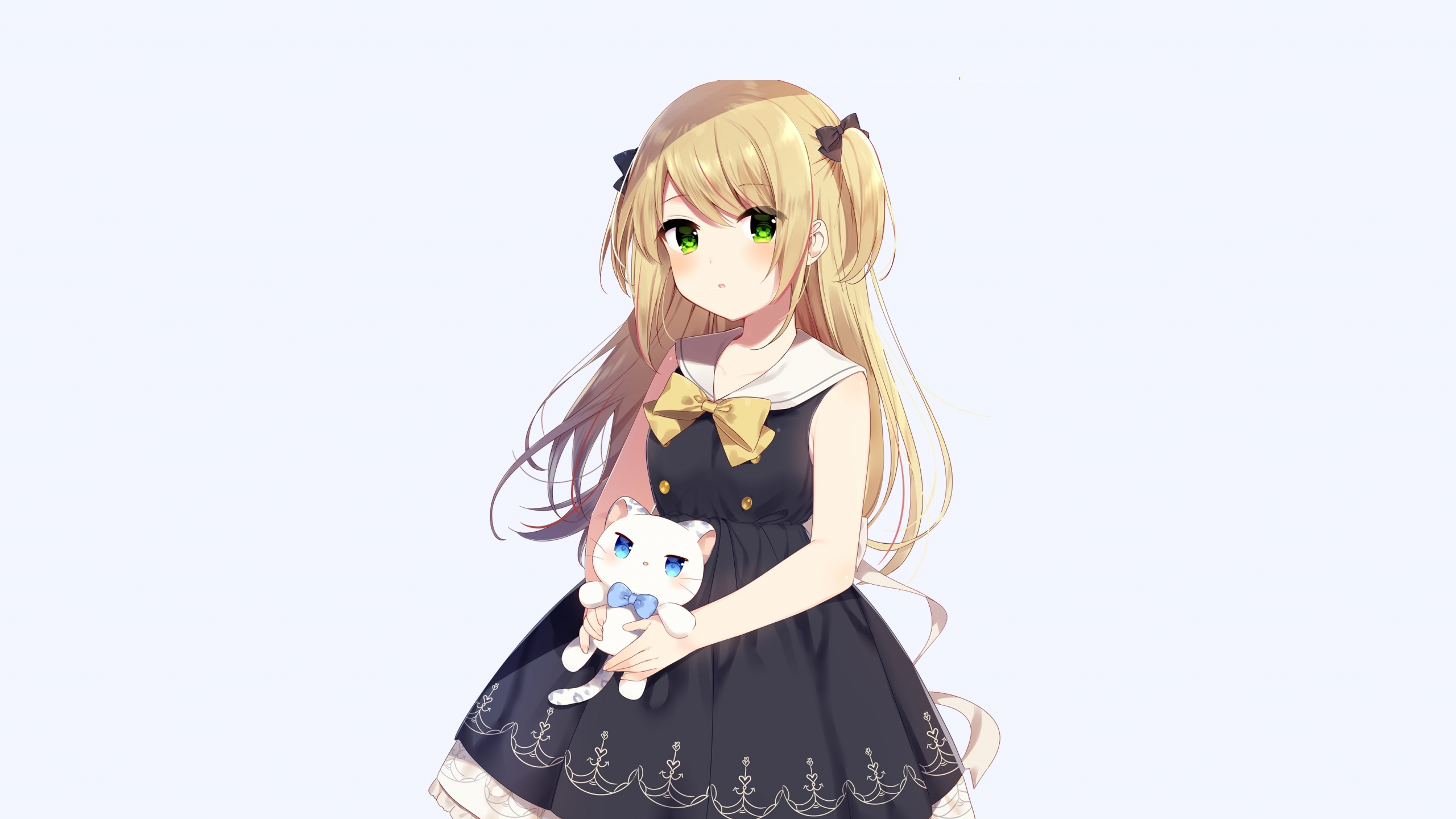 PublicDomainVectors.org-Anime girl with kitten