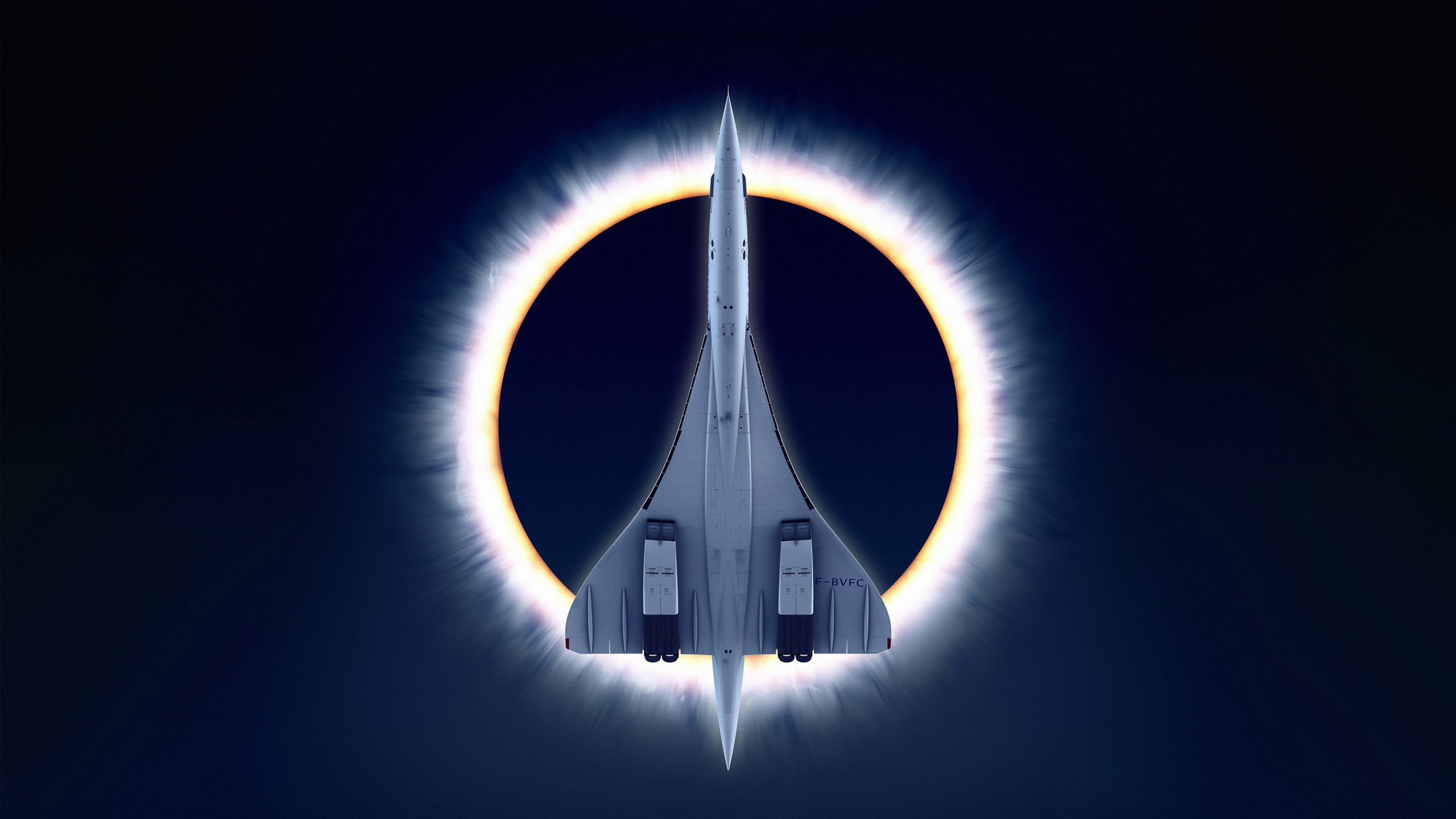 Concorde Carre, eclipse, airplane, moon, aircraft, 2560x1440 wallpaper