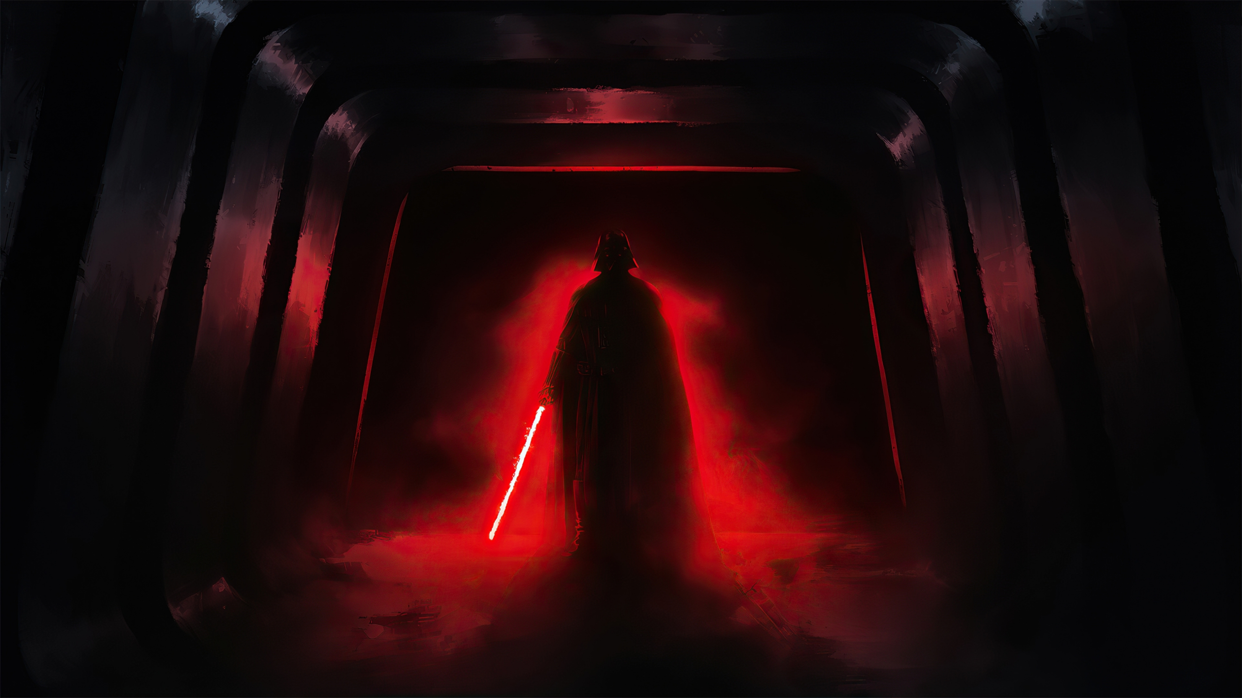 Download wallpaper 2560x1440 darth vader with red light-bar, dark, dual  wide 16:9 2560x1440 hd background, 26616