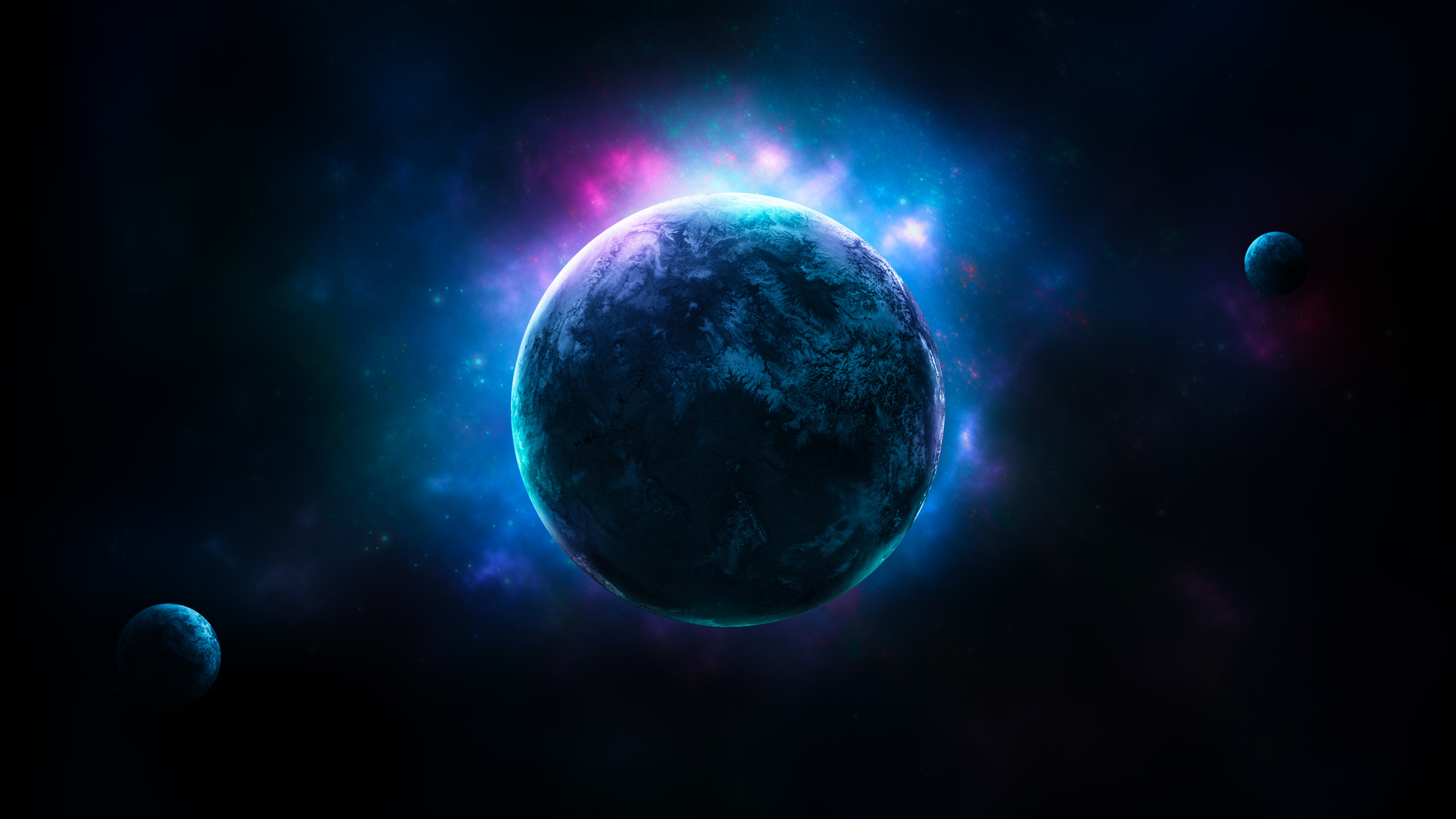 Download wallpapers planet in space, art, space bodies, dark planet, solar  system, blue light for desktop free. Pictures for desktop free