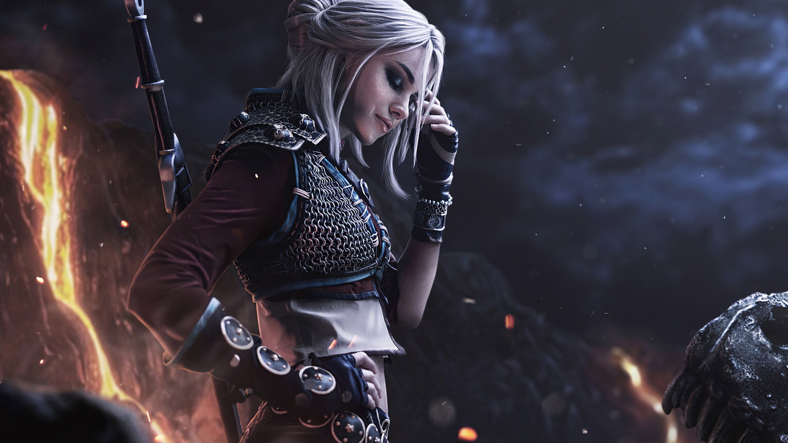 Download 2560x1440 Wallpaper Warrior Ciri The Witcher Video Game Dual Wide Widescreen 16 9 Widescreen 2560x1440 Hd Image Background
