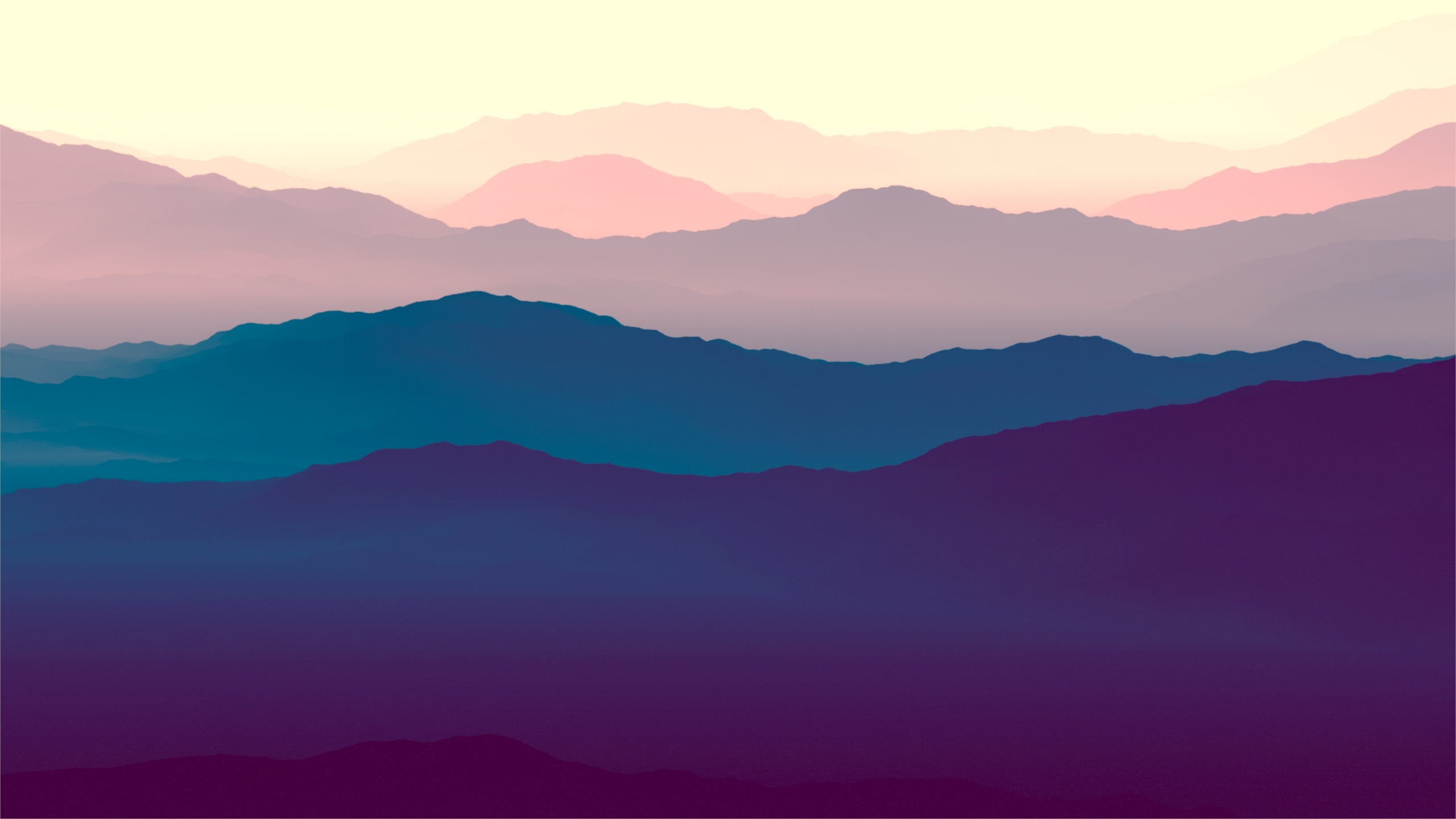 Download Mountains Landscape Purple Sunset Gradient Horizon