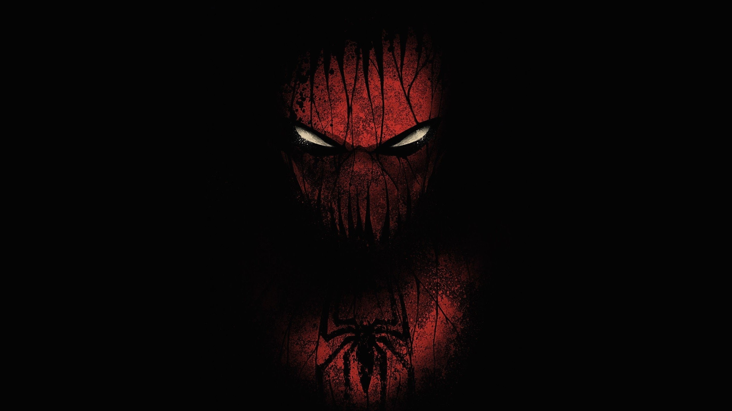 Download 2560x1440 Wallpaper Red And Black Spiderman Minimal Dual