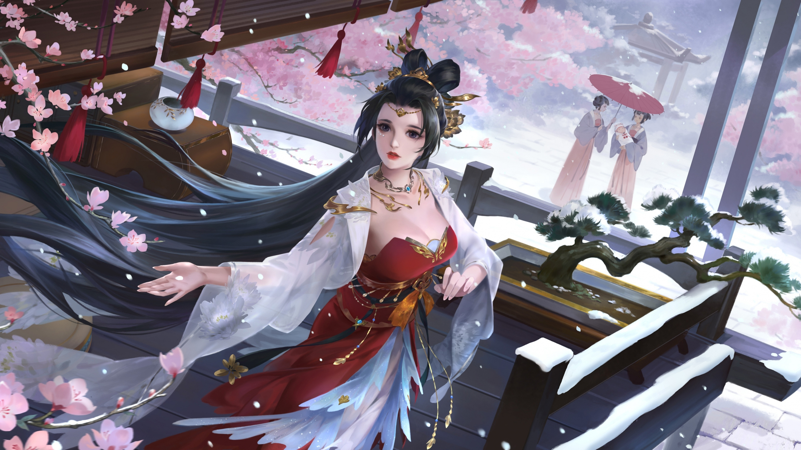 Blossom, beautiful queen, LOL game art, 2560x1440 wallpaper