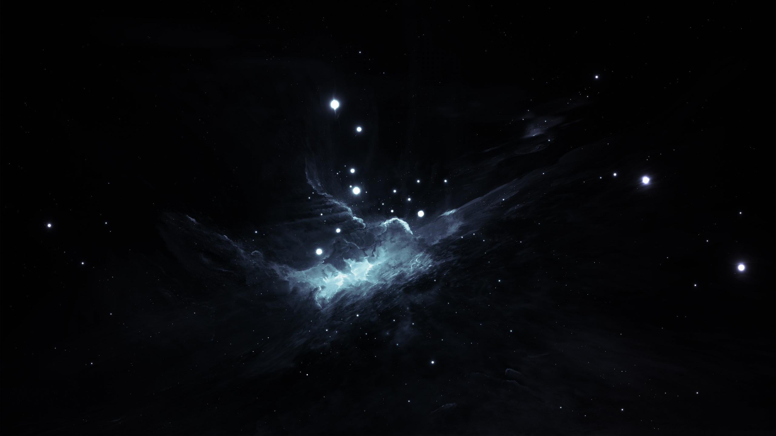 Download 2560x1440 wallpaper space, dark, clouds, galaxy, abstract