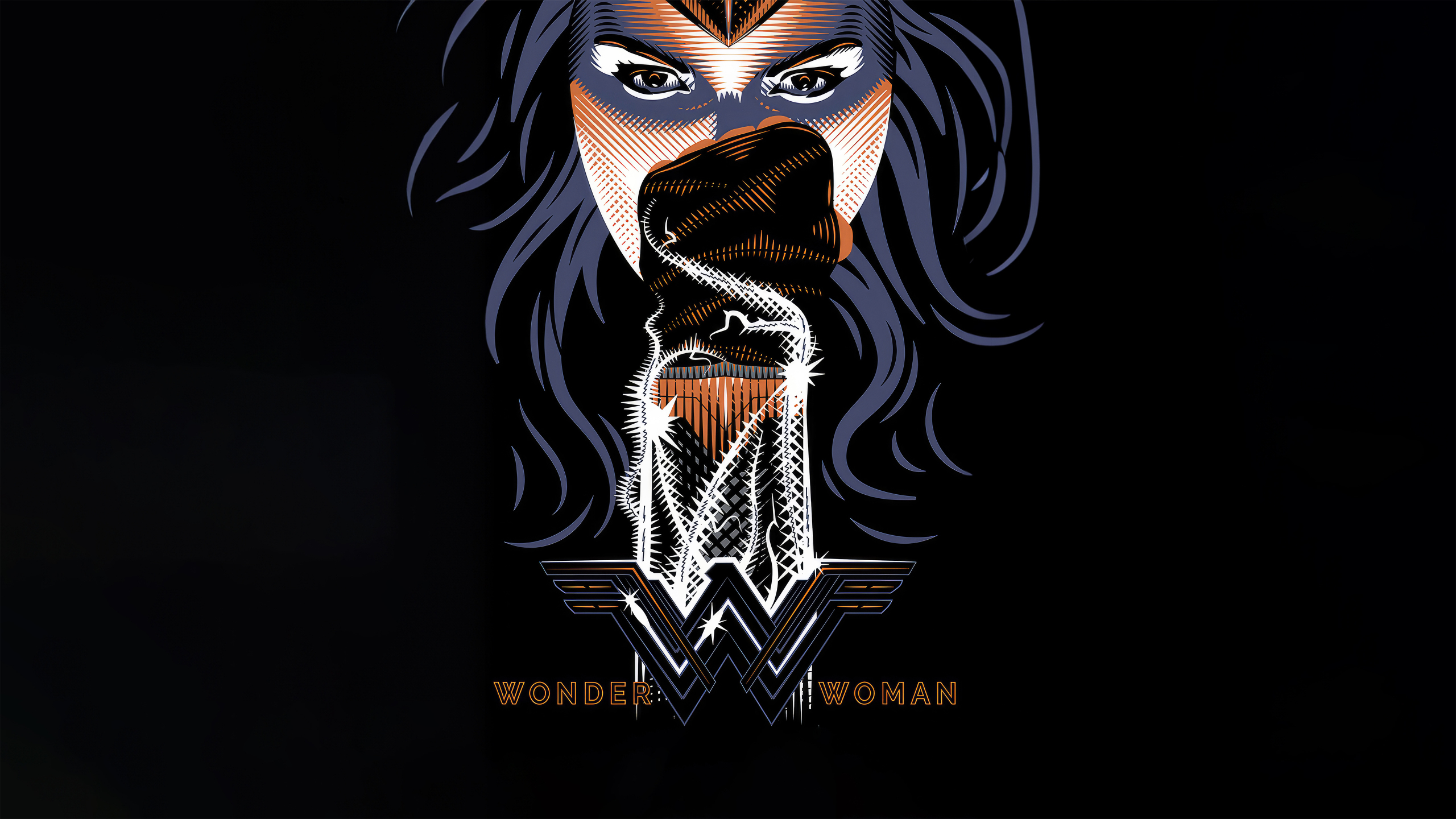 Wonder Woman's fist, minimal, dark, 2560x1440 wallpaper