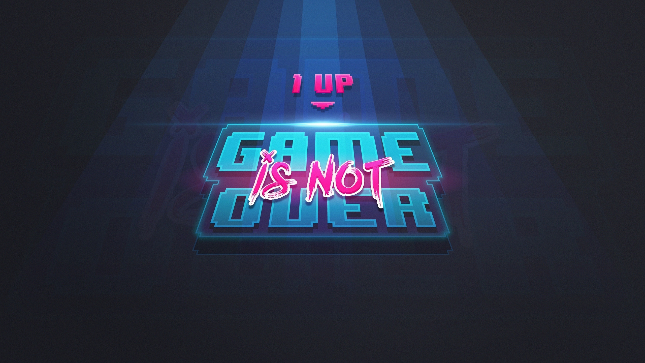 Download wallpaper 2560x1440 game over, 1 up, art, dual wide 16:9 2560x1440  hd background, 16383
