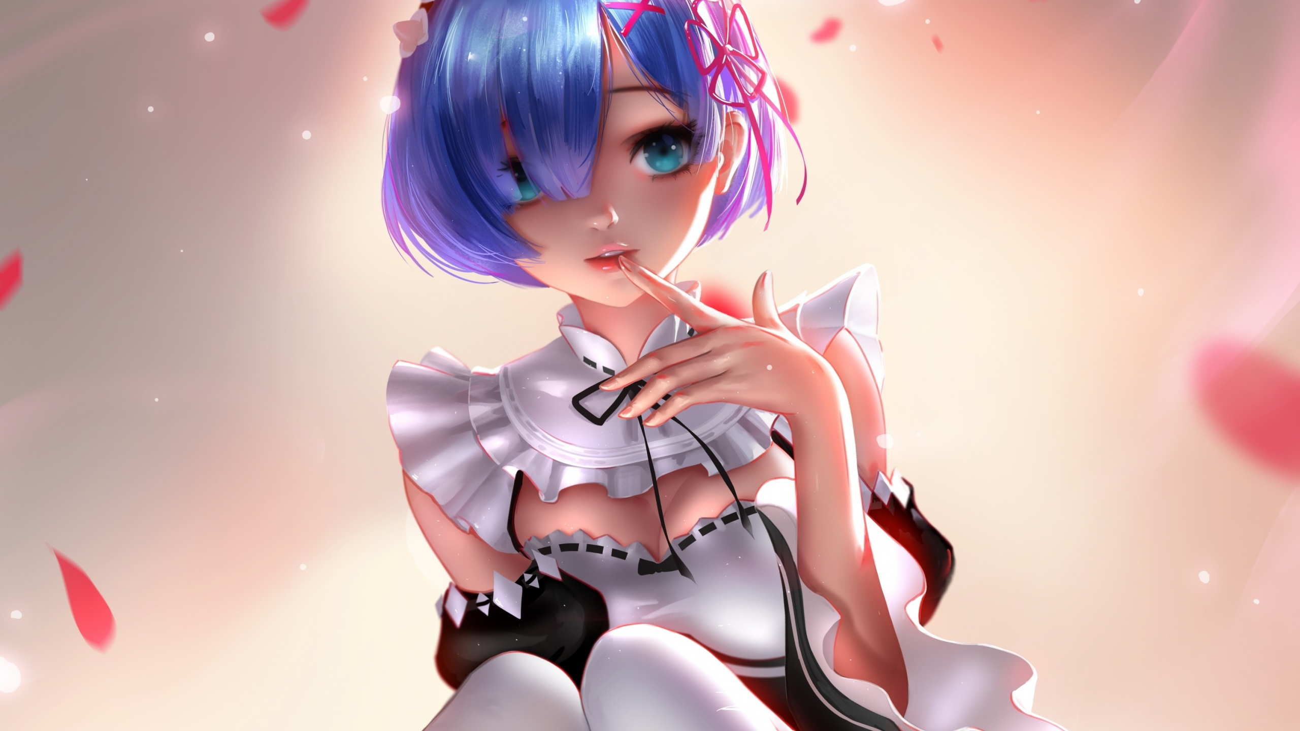 Download wallpaper 2560x1440 hot, rem, re:zero, anime girl, artwork, dual  wide 16:9 2560x1440 hd background, 8769