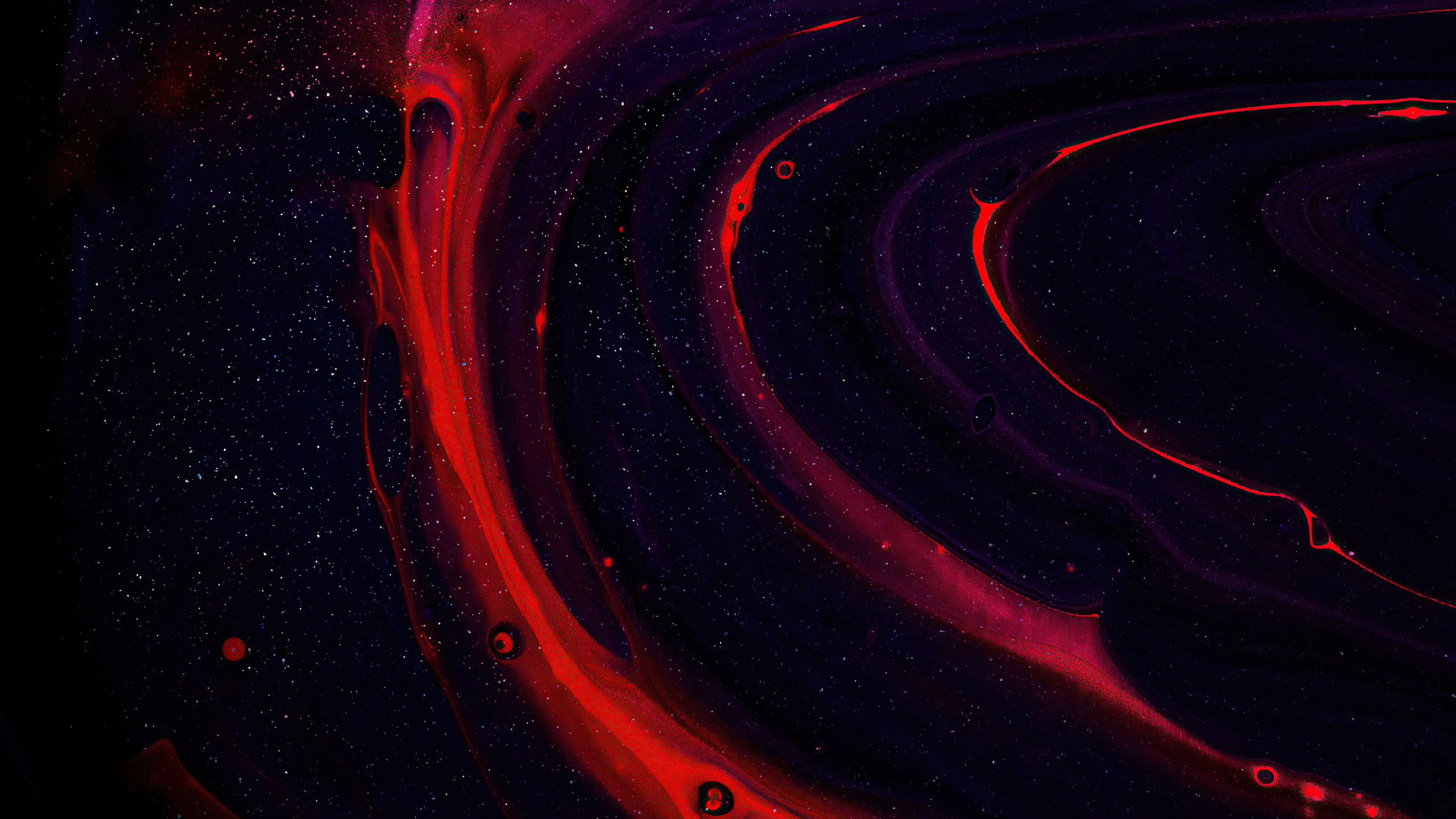Download wallpaper 2560x1440 dark, outer space, red rings, artwork ...