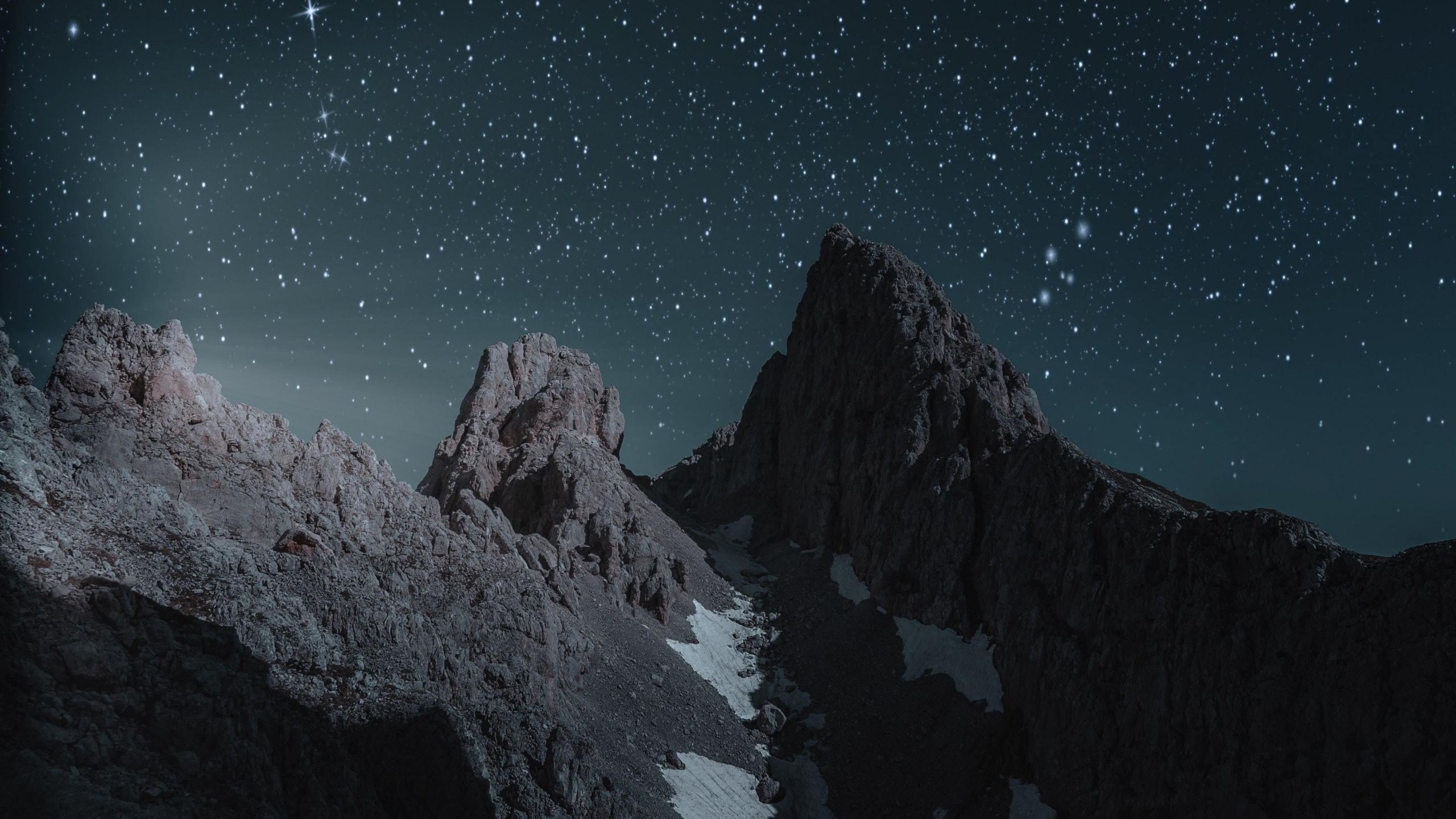 Download wallpaper 2560x1440 rocky mountains, nature, night, starry sky ...