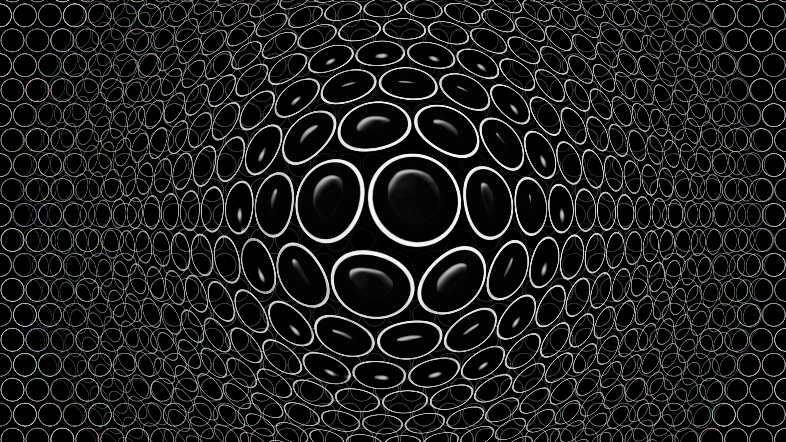 Download 2560x1440 wallpaper circles, illusion, embossed, realistic