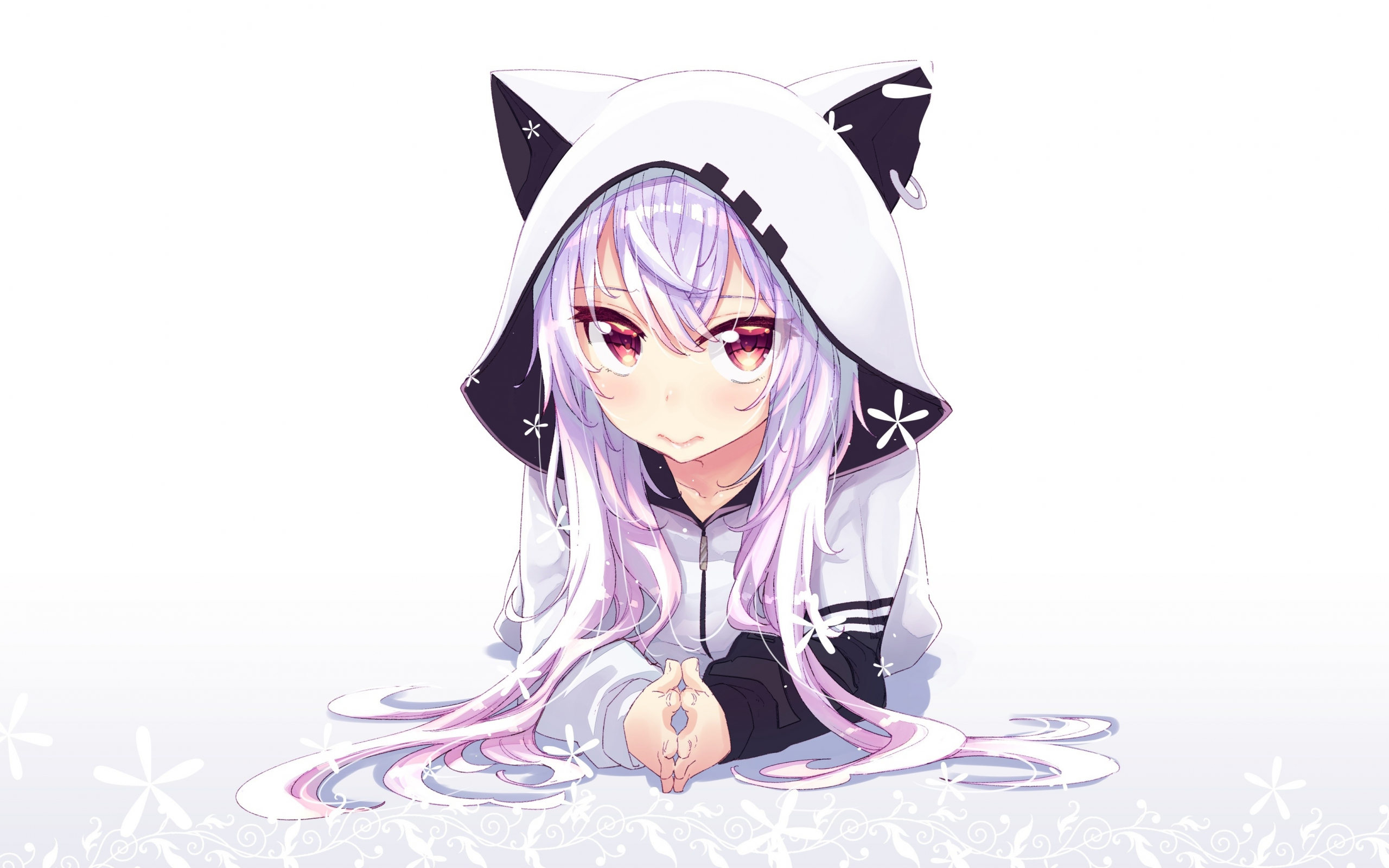 Download wallpaper 2560x1600 azuma lim, anime girl, white hoodie, dual wide  16:10 2560x1600 hd background, 7272