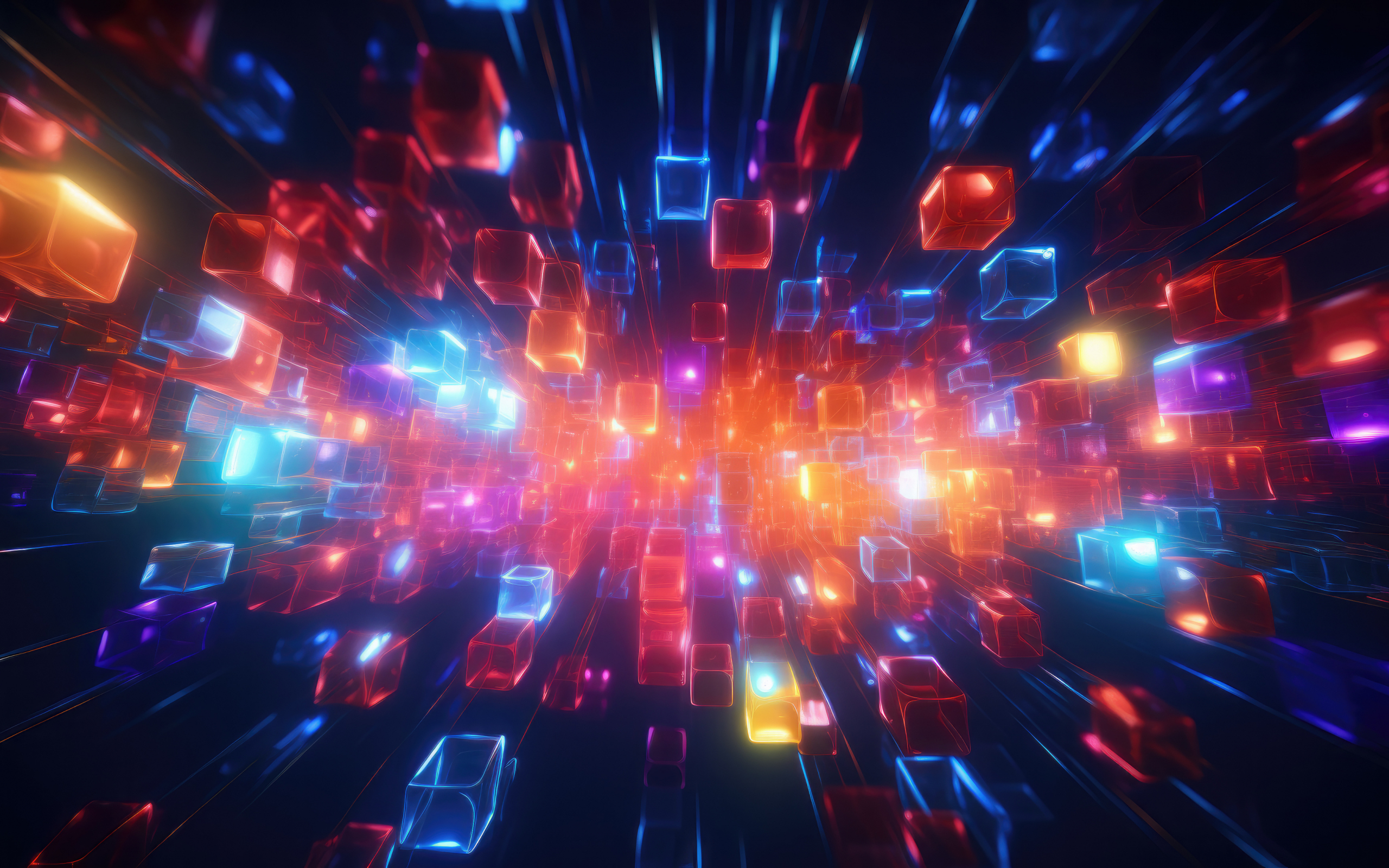 Abstract, lights cubes, colorful, 2560x1600 wallpaper