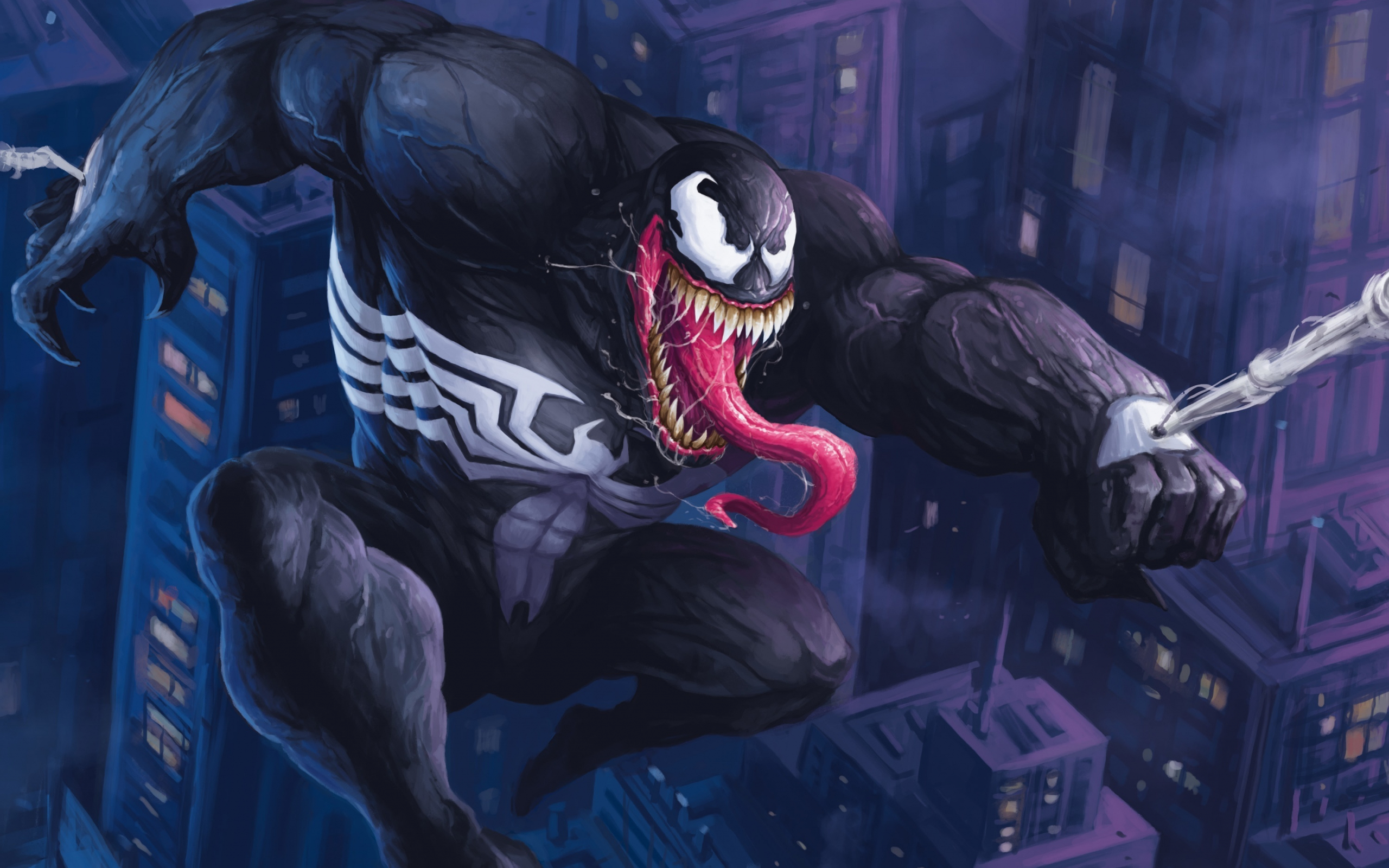 Download wallpaper 2560x1600 venom, a villain, swing, artwork, dual ...