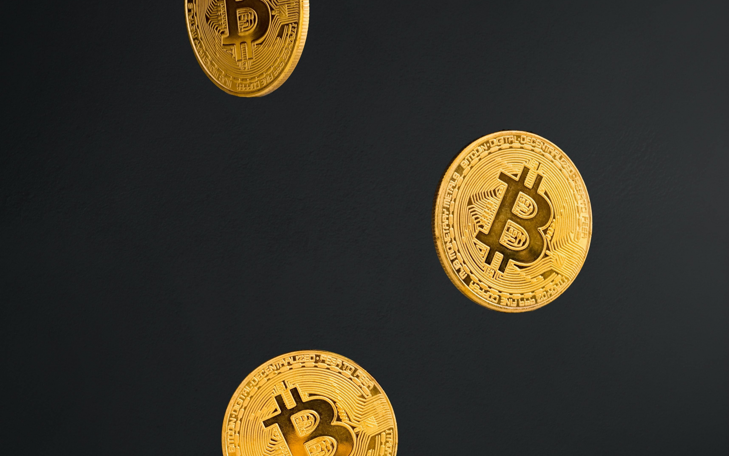 Download Wallpaper 2560x1600 Coins Golden Bitcoin Cryptocurrency