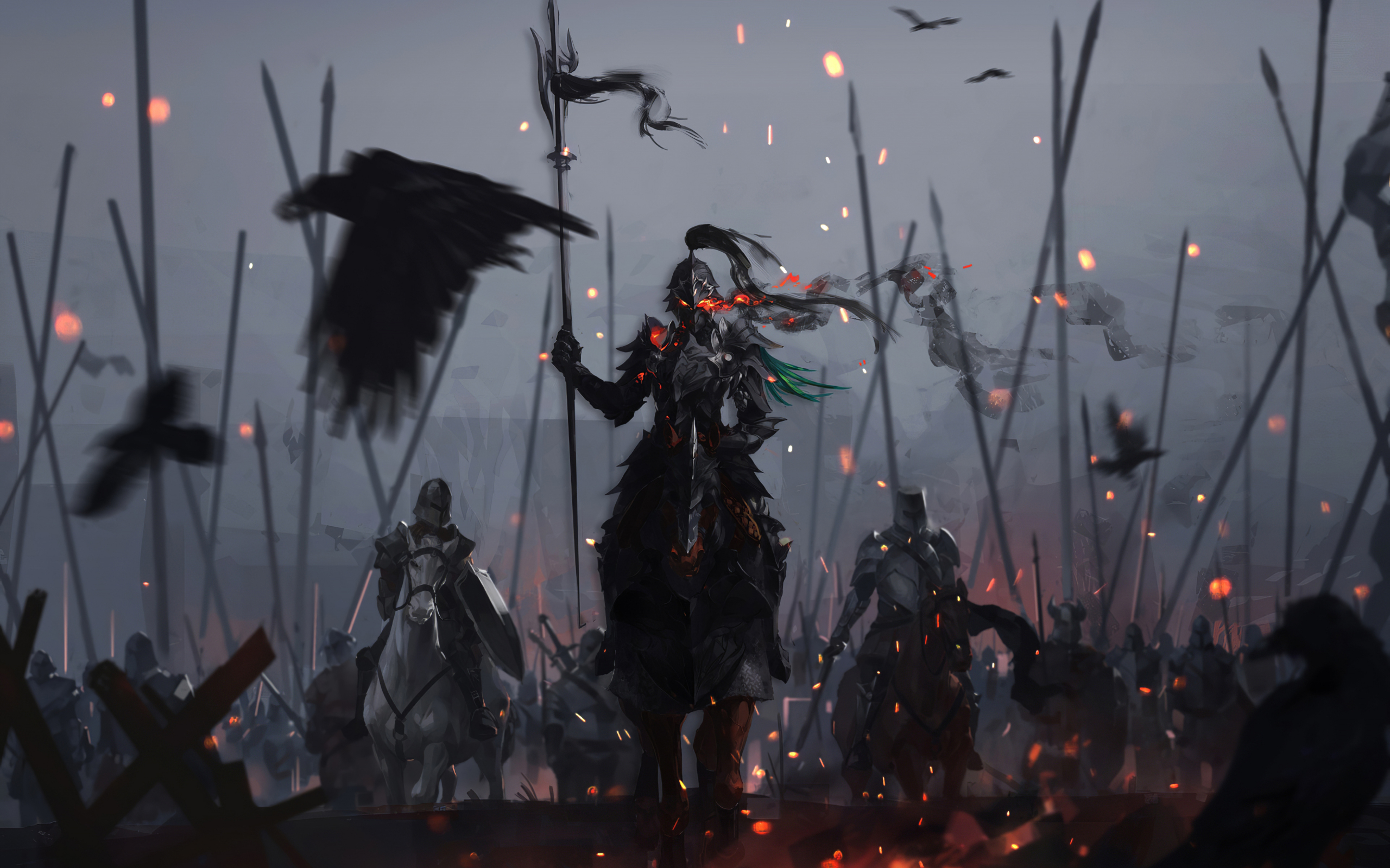 Download wallpaper 2560x1600 dark knights, warrior, battle, fantasy ...