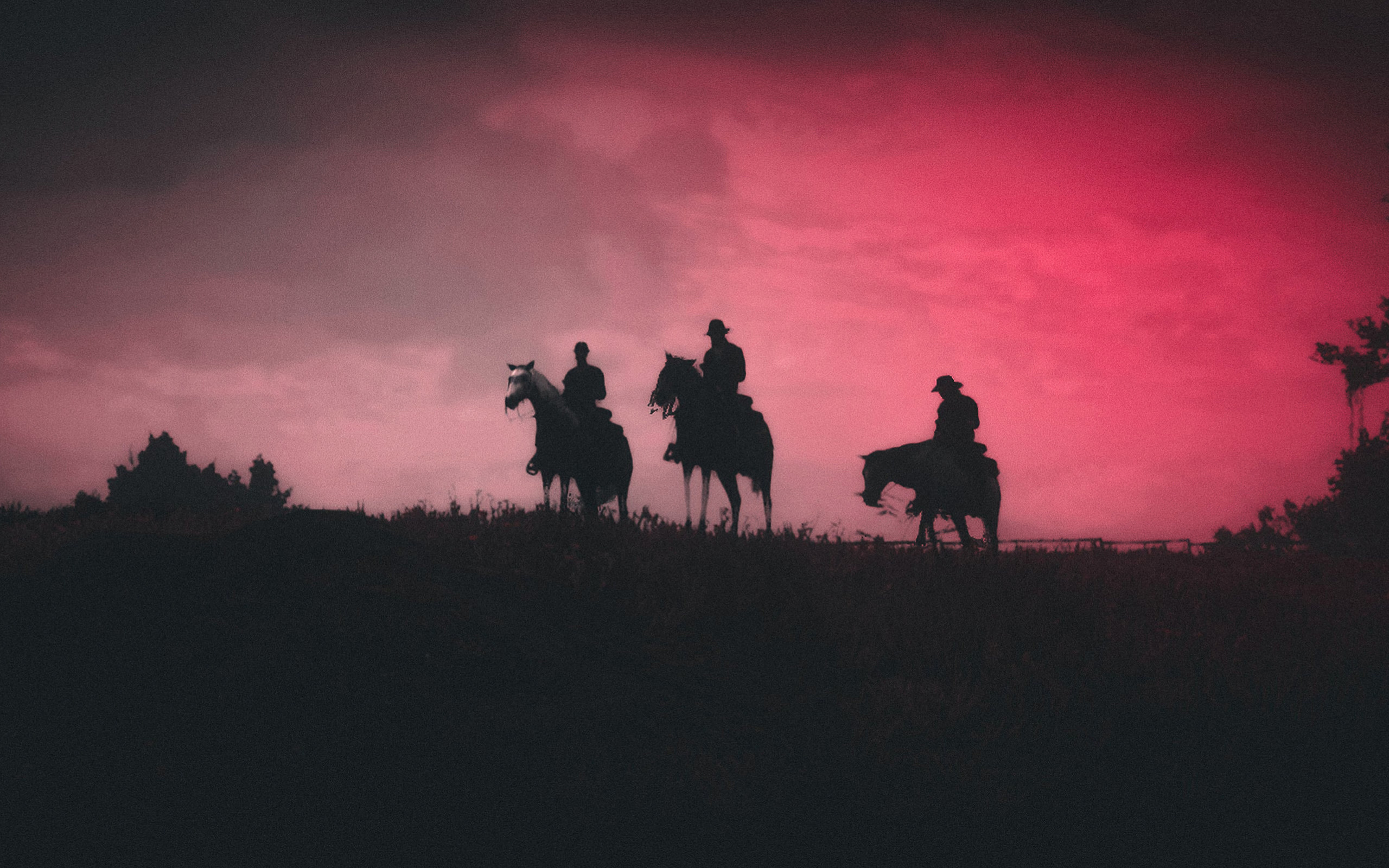 Download wallpaper 2560x1600 red dead redemption 2, silhouette, video game,  2019, dual wide 16:10 2560x1600 hd background, 22161