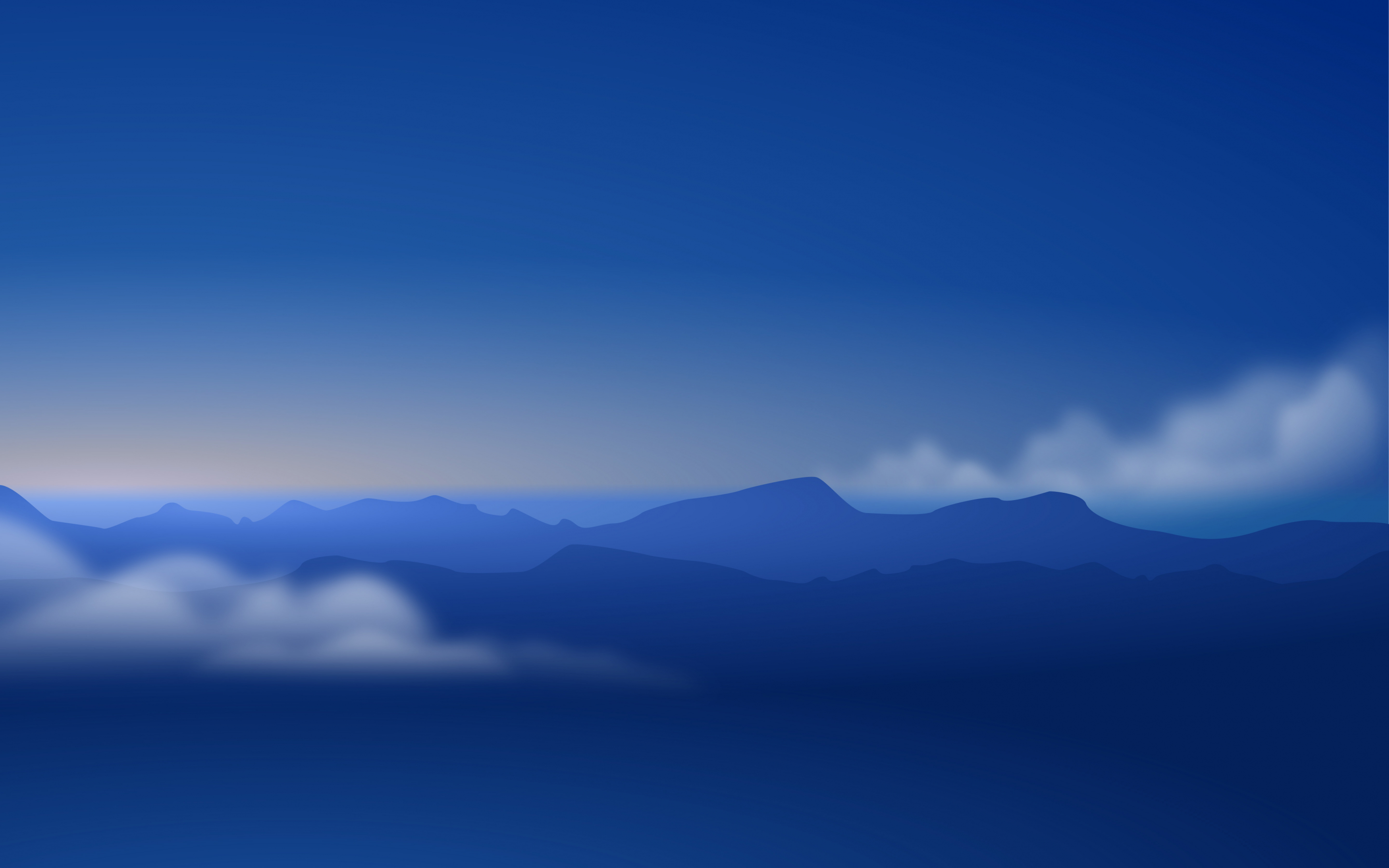 Mountains, horizon, clouds, blue sky, 2880x1800 wallpaper