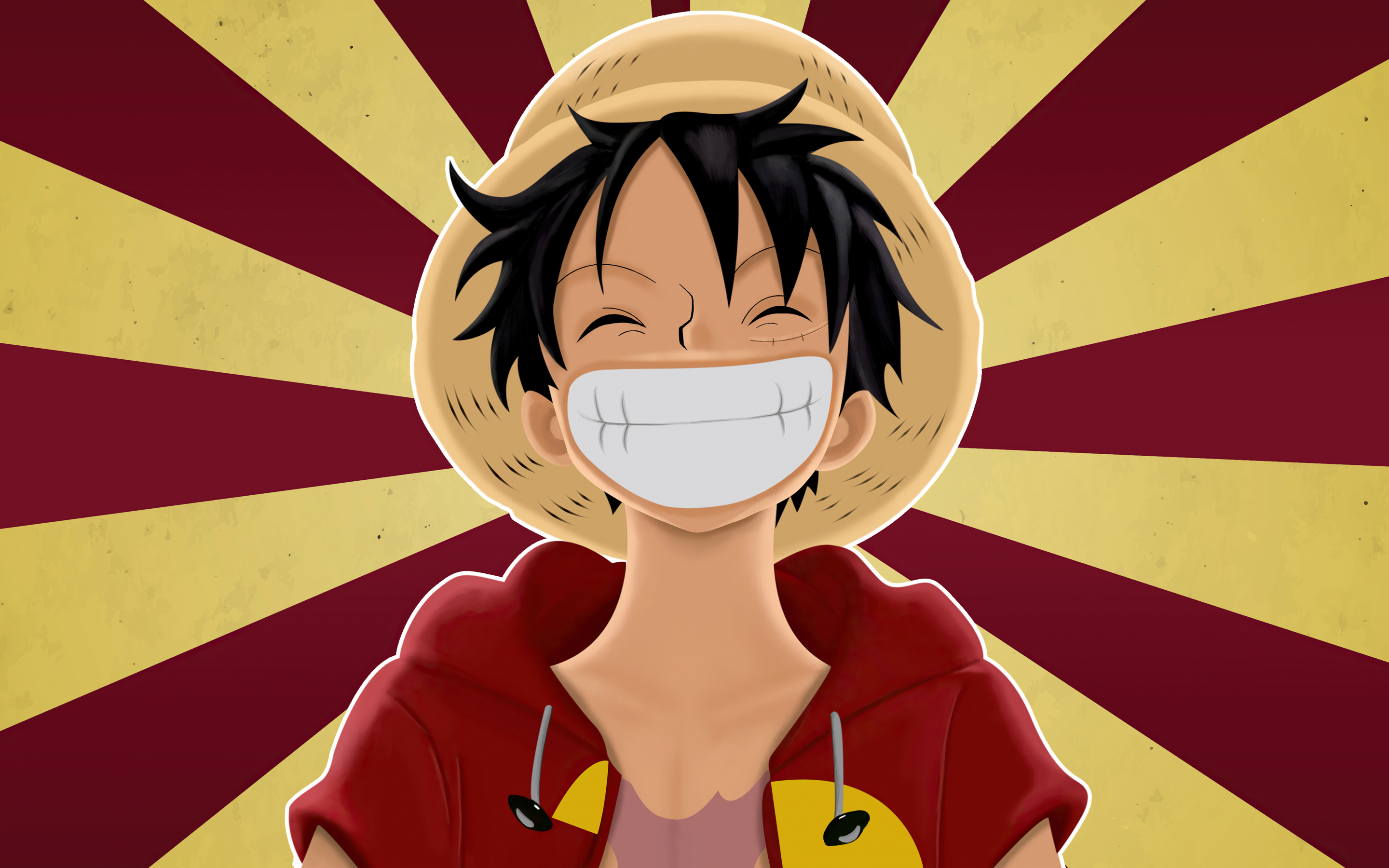 Pirate, Monkey D. Luffy, One Piece, anime, big smile, 2880x1800 wallpaper