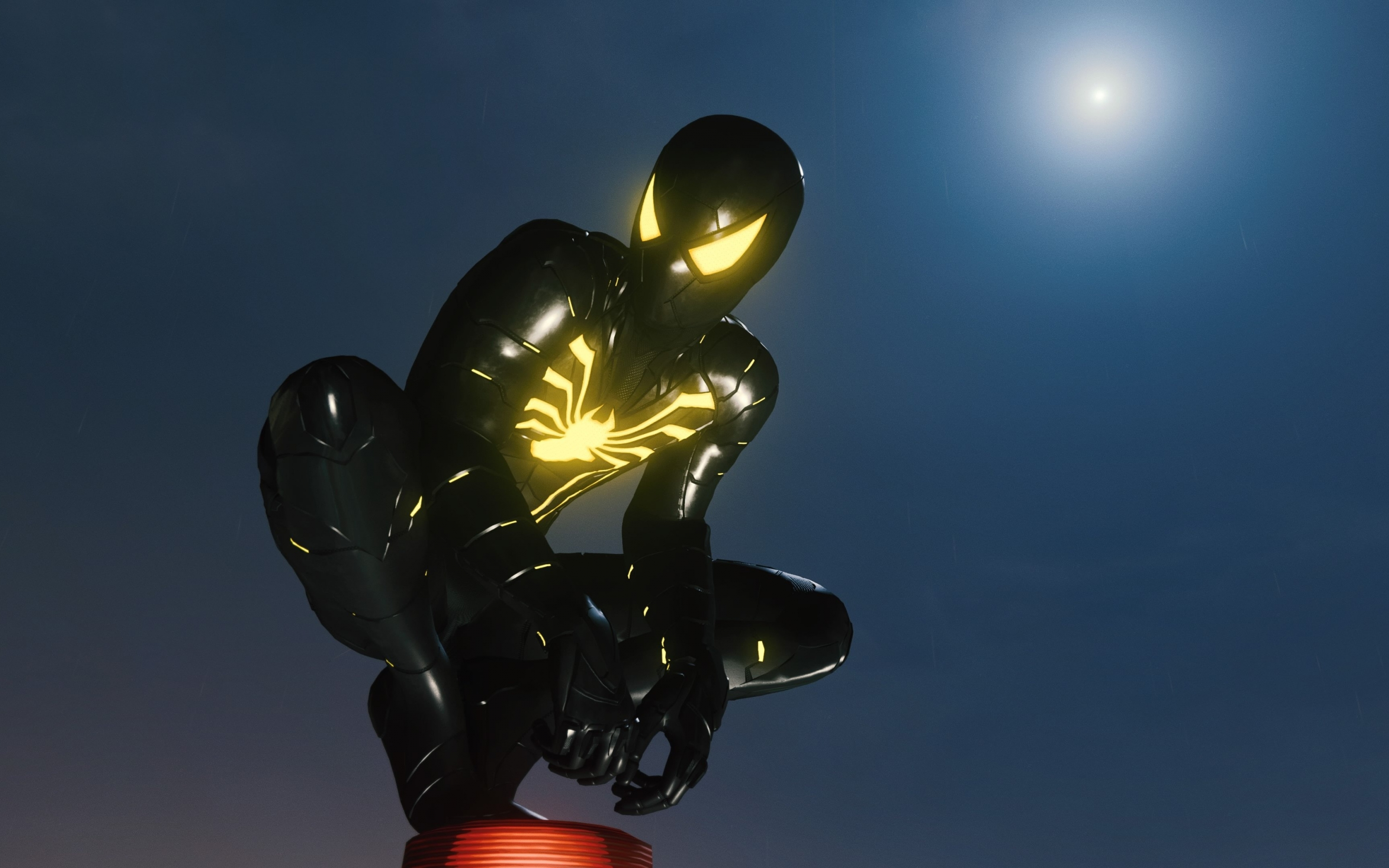 Spider-man, armour, MK II suit, dark, black, 2880x1800 wallpaper