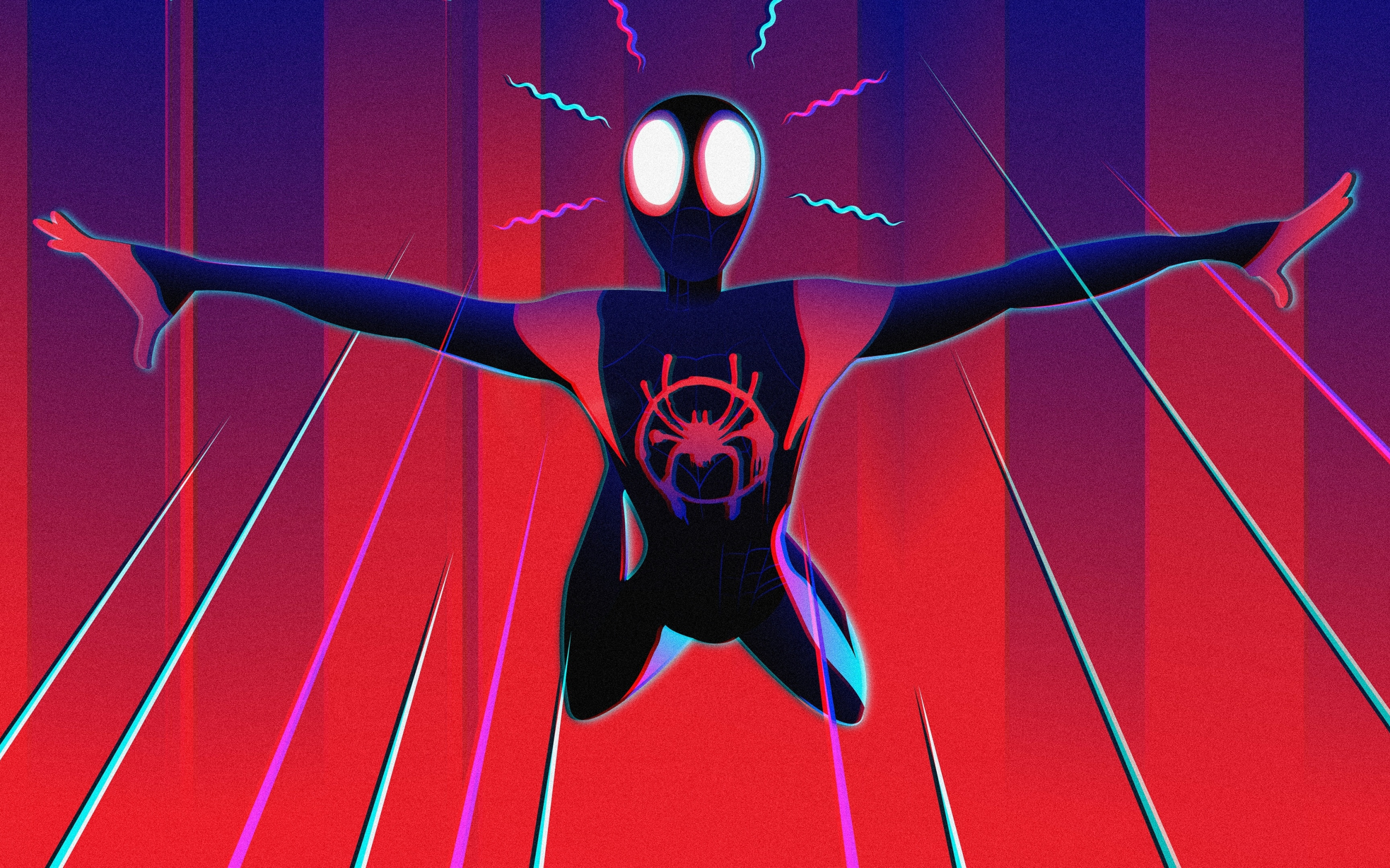 Spider-verse, superhero, spider-man, jump, art, 2880x1800 wallpaper