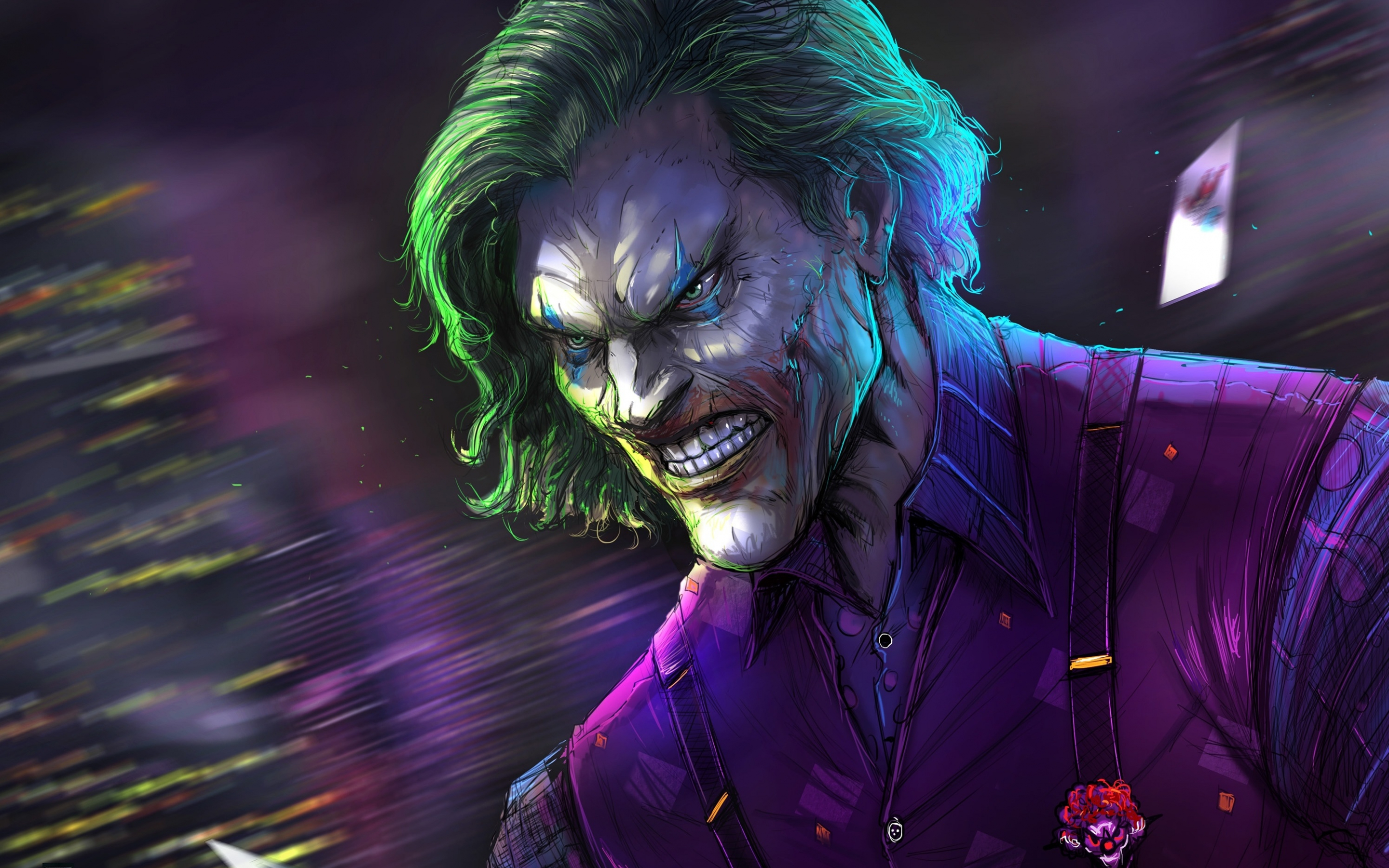 Angry joker, villain, gree hair, villain, dc comics, 2880x1800 wallpaper