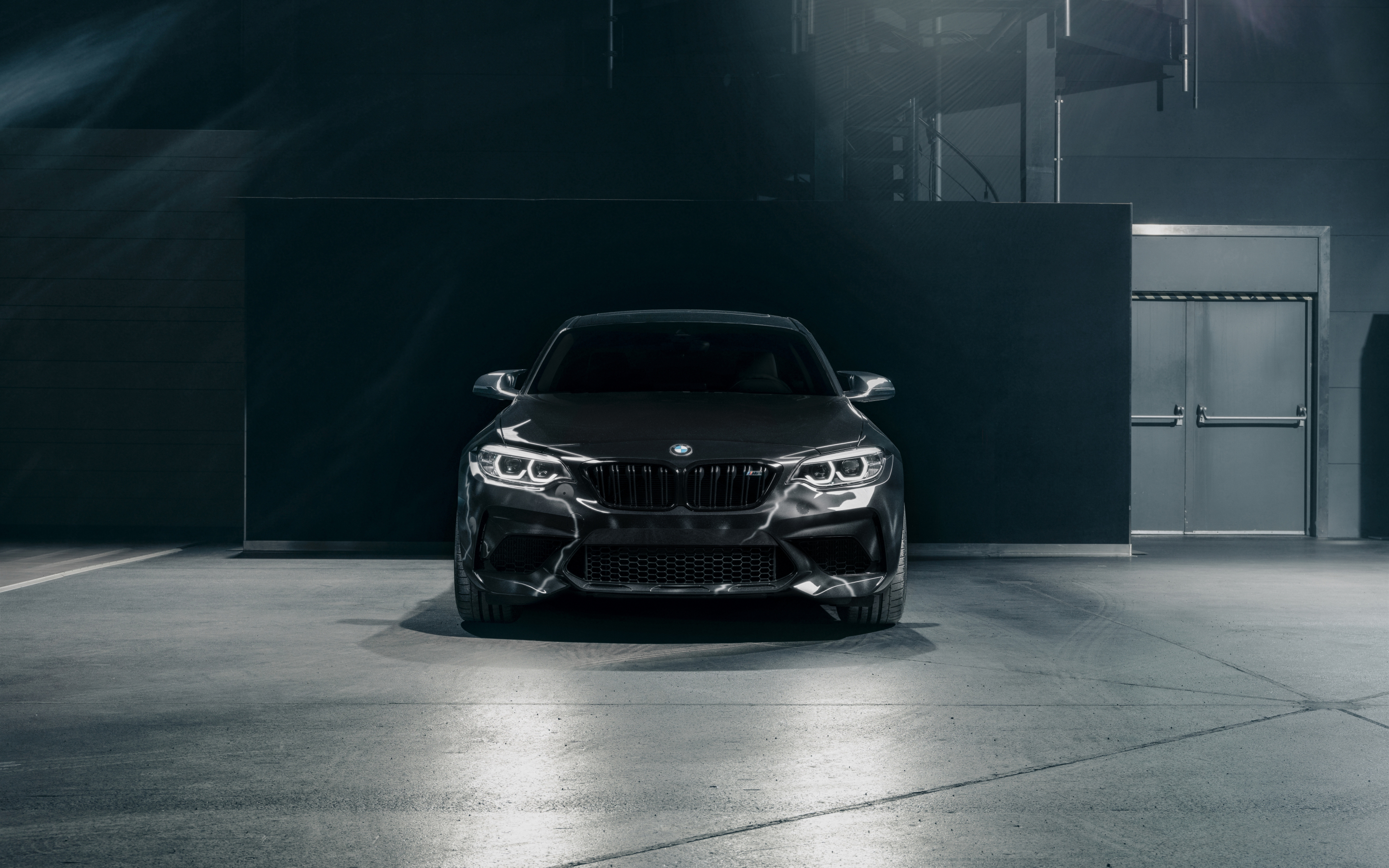 Black, front-view, BMW M2, 2880x1800 wallpaper
