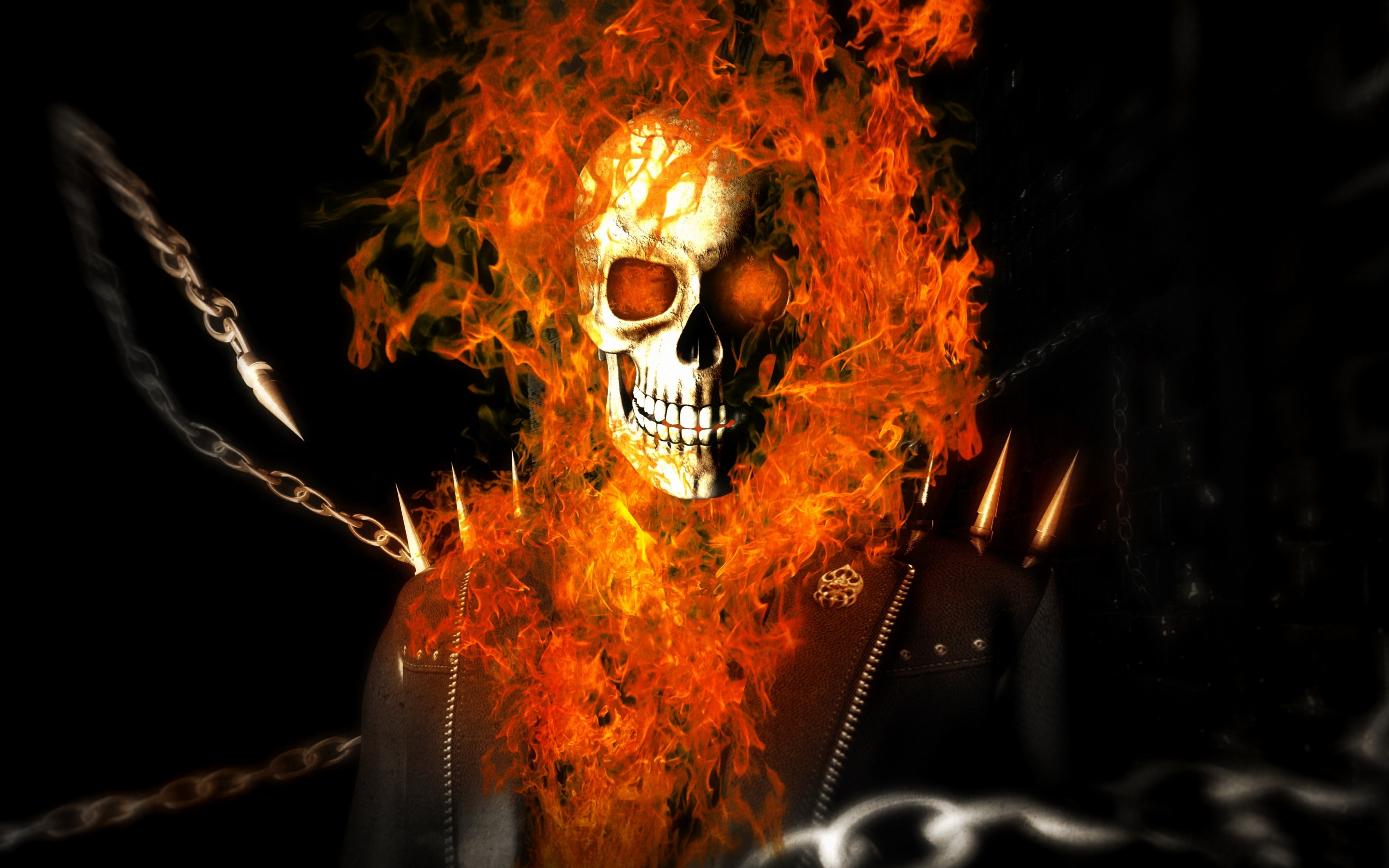 Skull and fire, Ghost Rider, superhero, 2880x1800 wallpaper