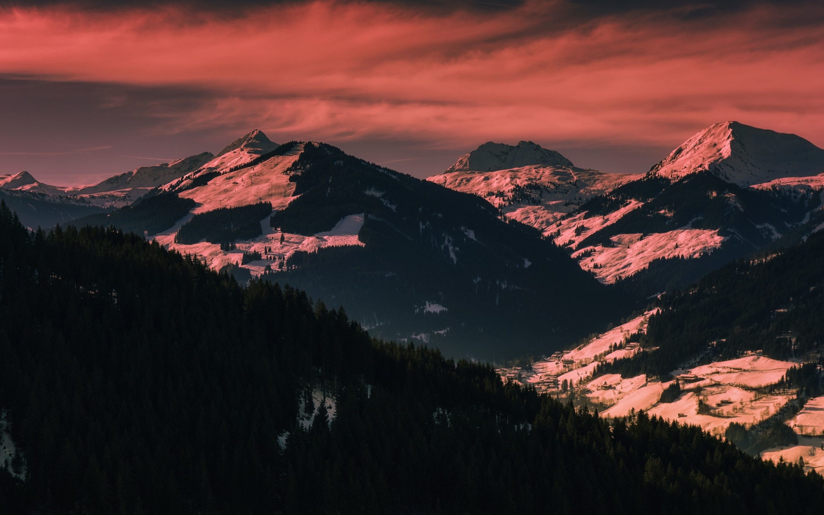 Dawn, horizon, mountains, Austria, 2880x1800 wallpaper