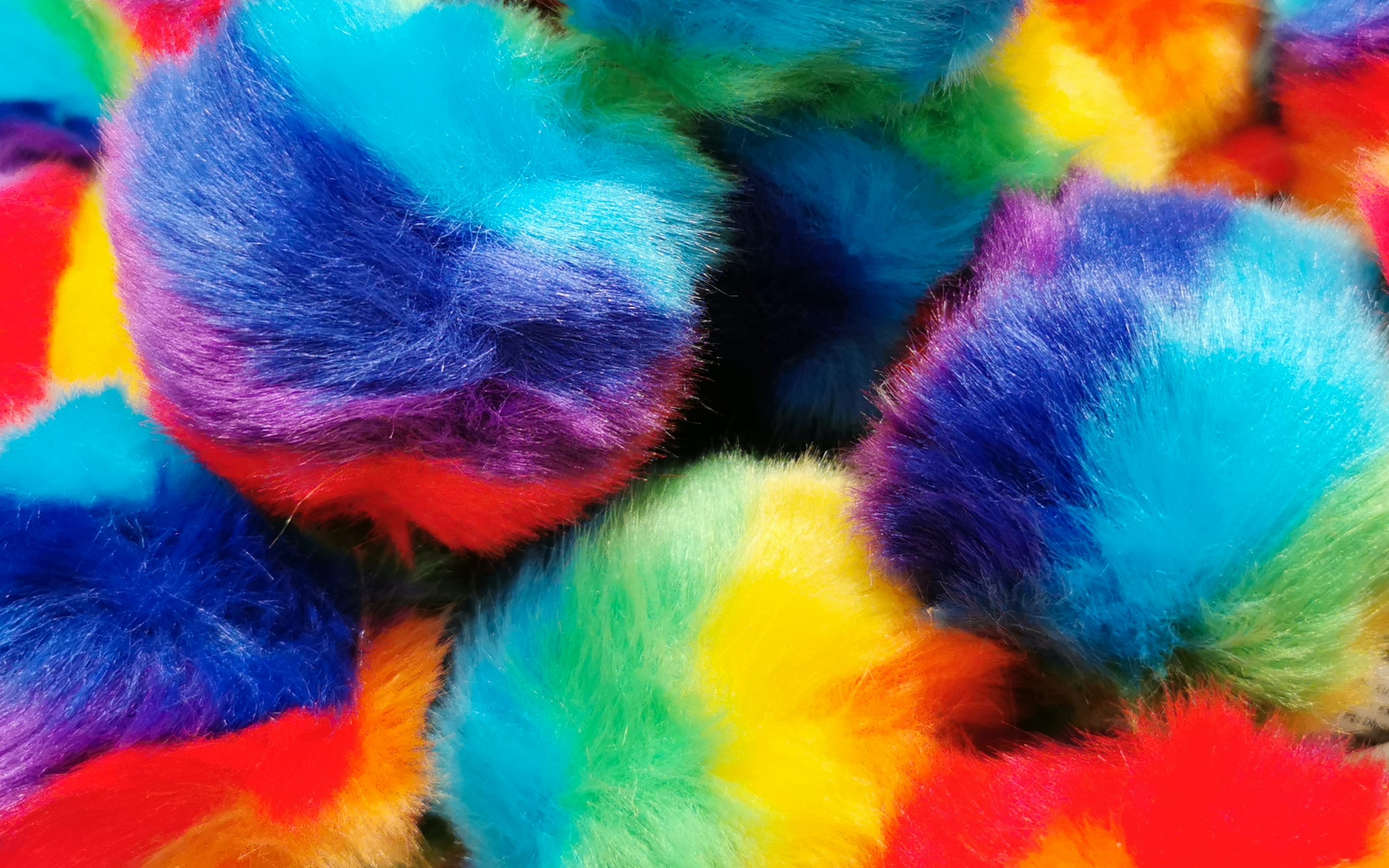 Faux fur pom pom balls, colorful, 2880x1800 wallpaper