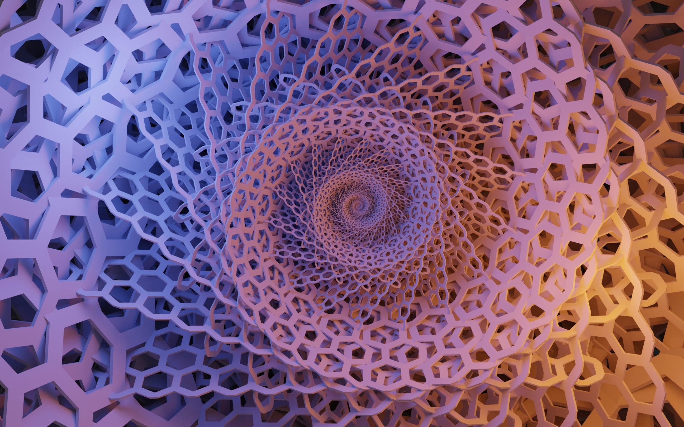Hexagonal Spiral, abstract, pattern, art, 2880x1800 wallpaper