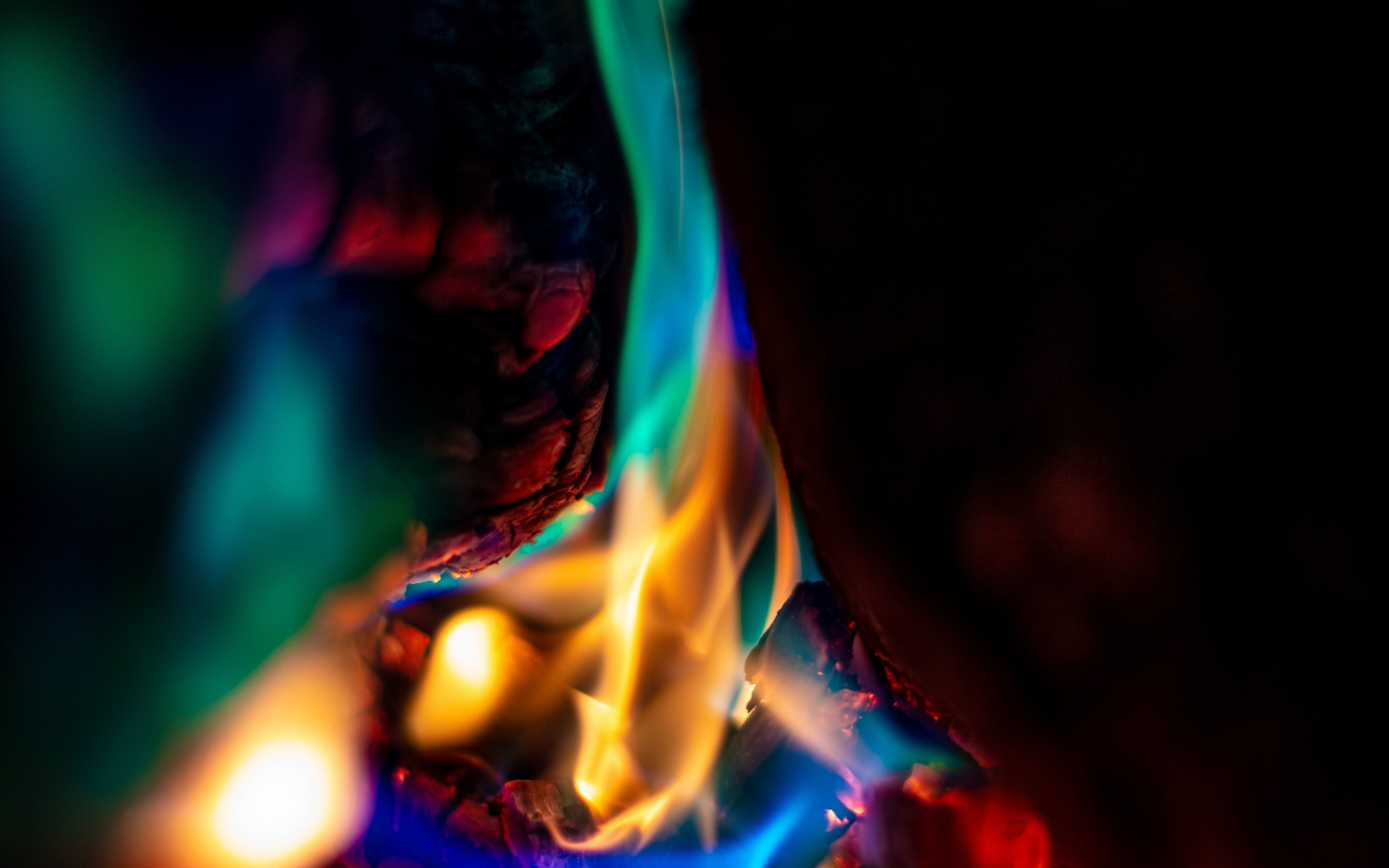 Colorful flame, fire, 2880x1800 wallpaper