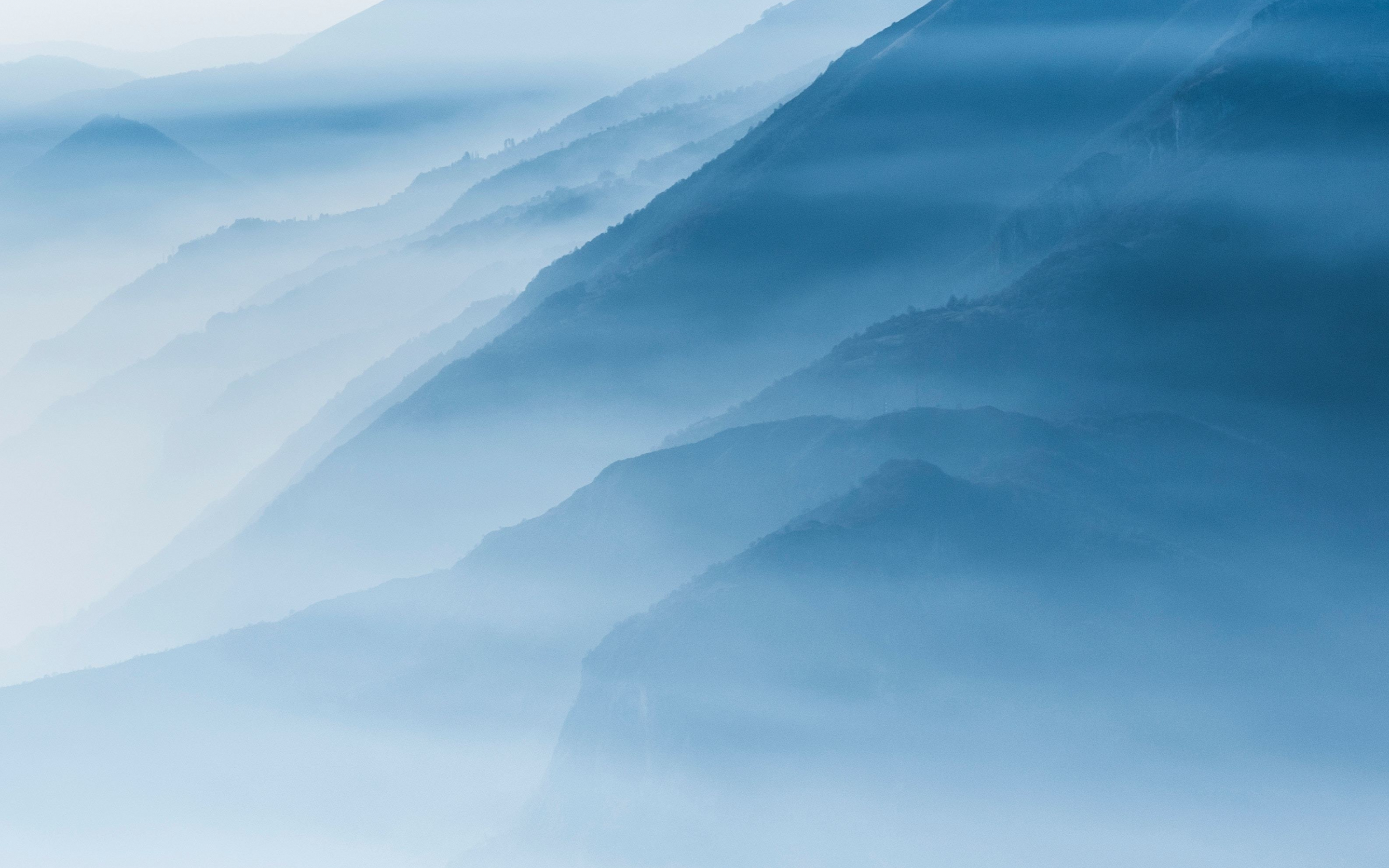 Misty dawn, fog, horizon, mountains, nature, 2880x1800 wallpaper