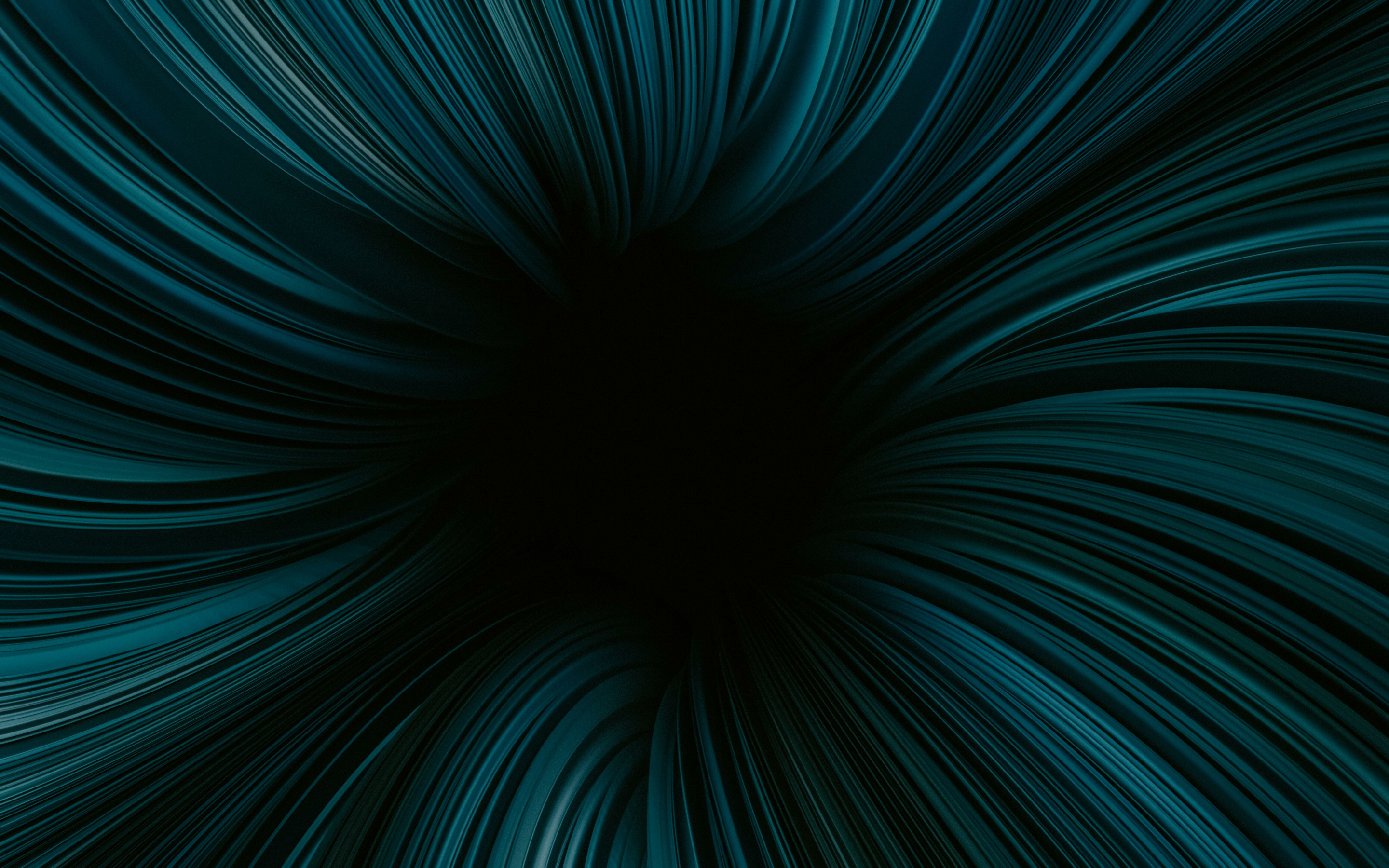 3D render, dark tunnel, green fibers, abstract, 2880x1800 wallpaper