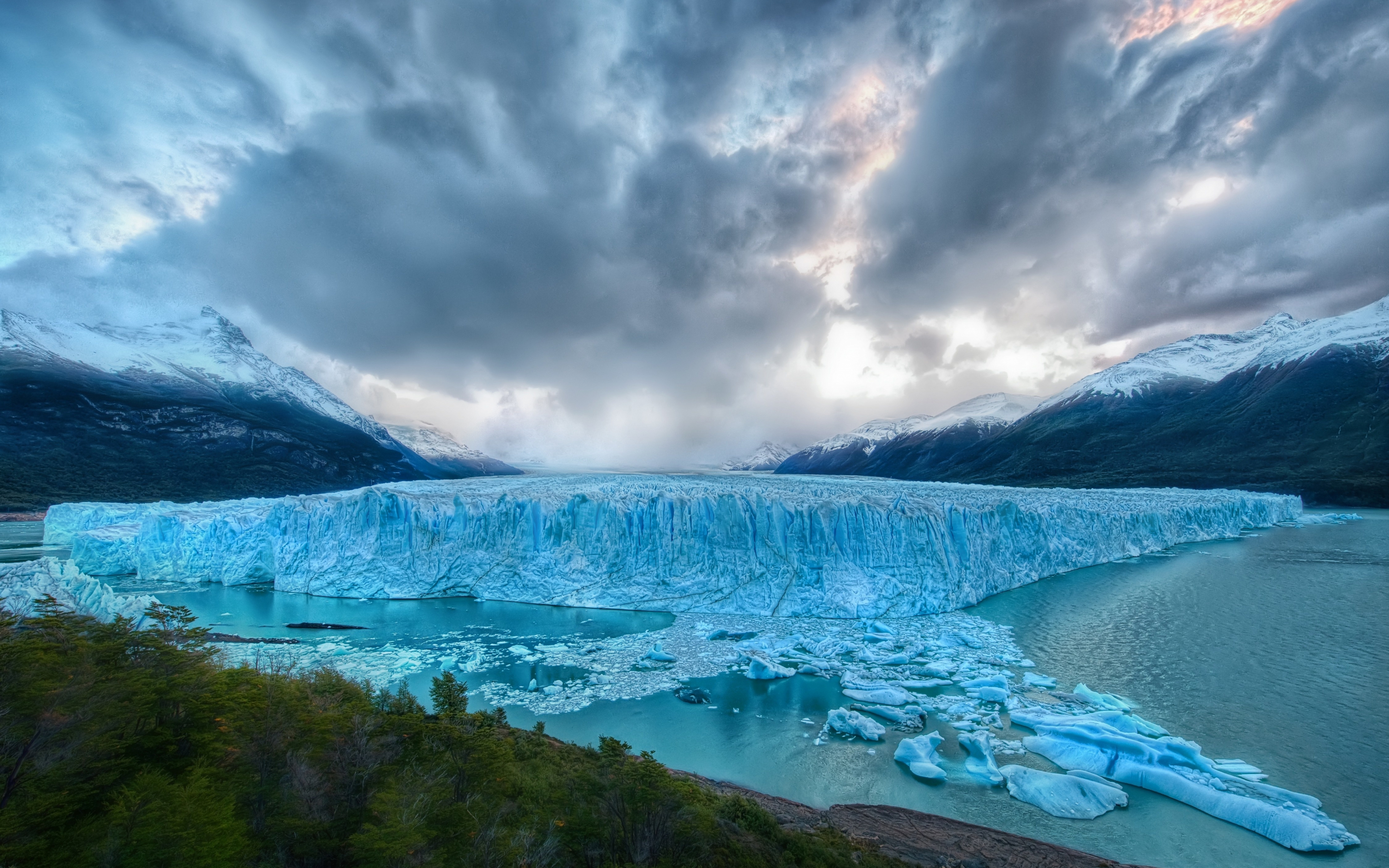 Iceberg, iceland, glacier, clouds, sea, nature, 2880x1800 wallpaper