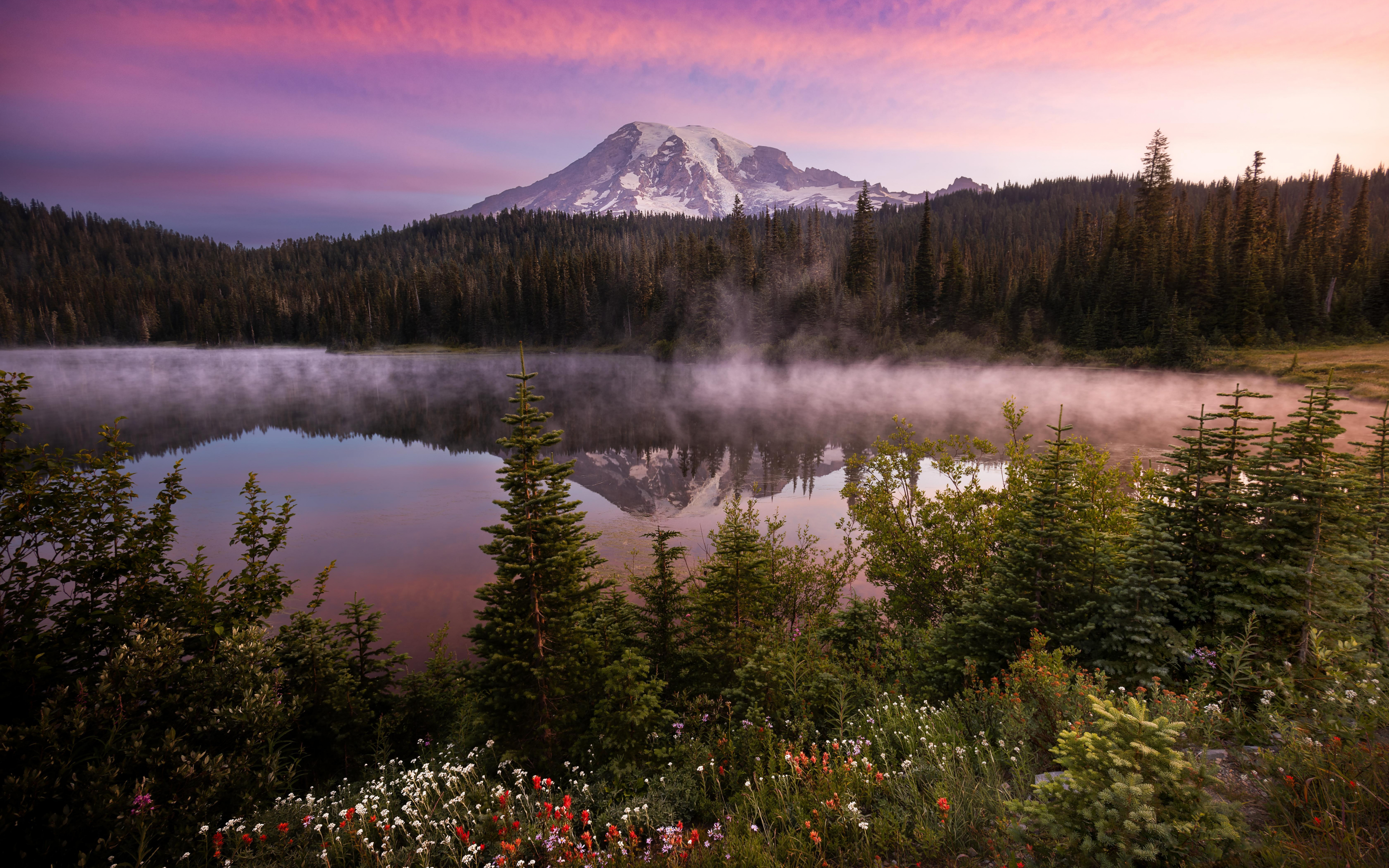 Morning light at mount, Rainier national park, nature, 2880x1800 wallpaper