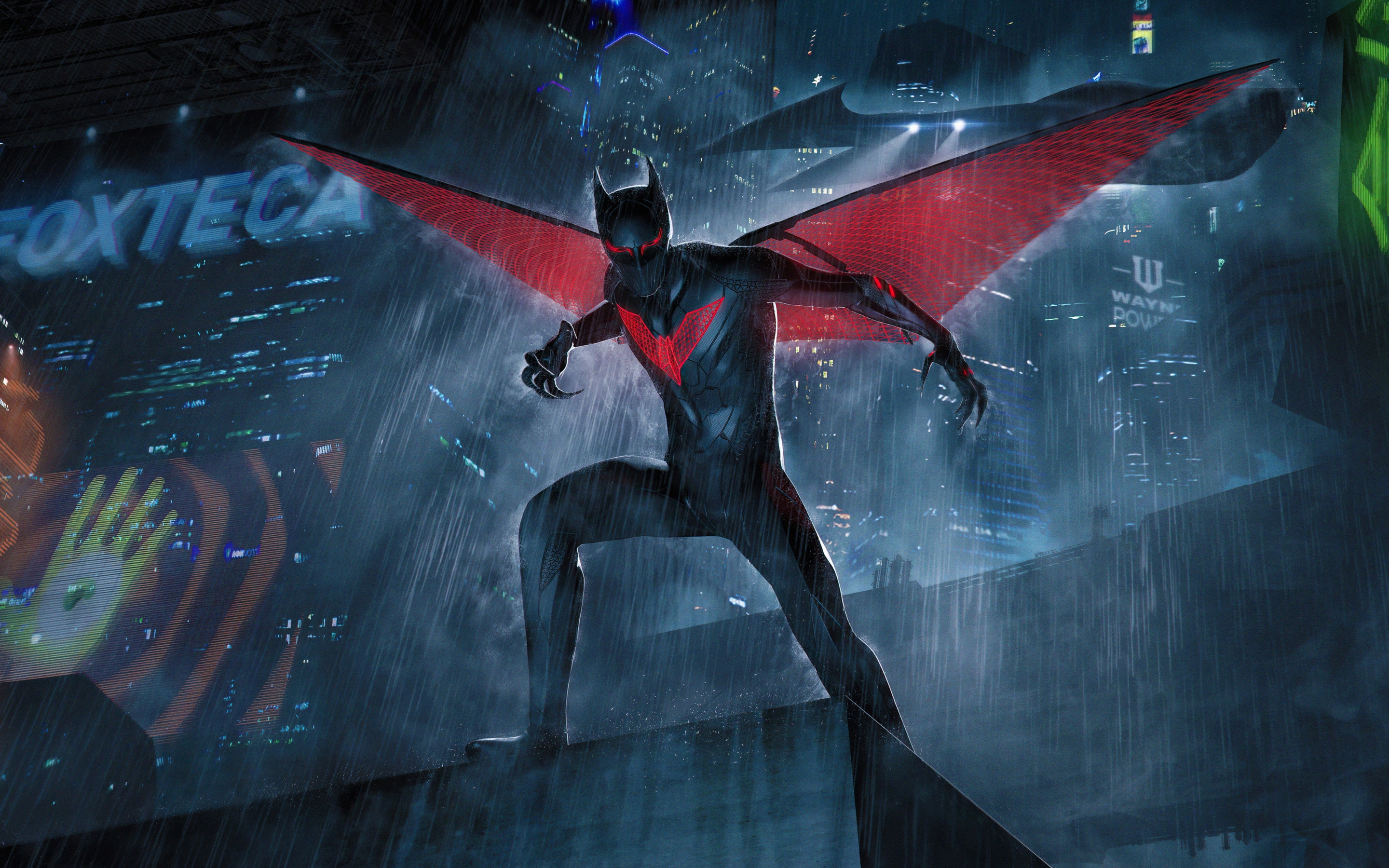 The Batman Beyond, Gotham City, night, modern batman, 2880x1800 wallpaper
