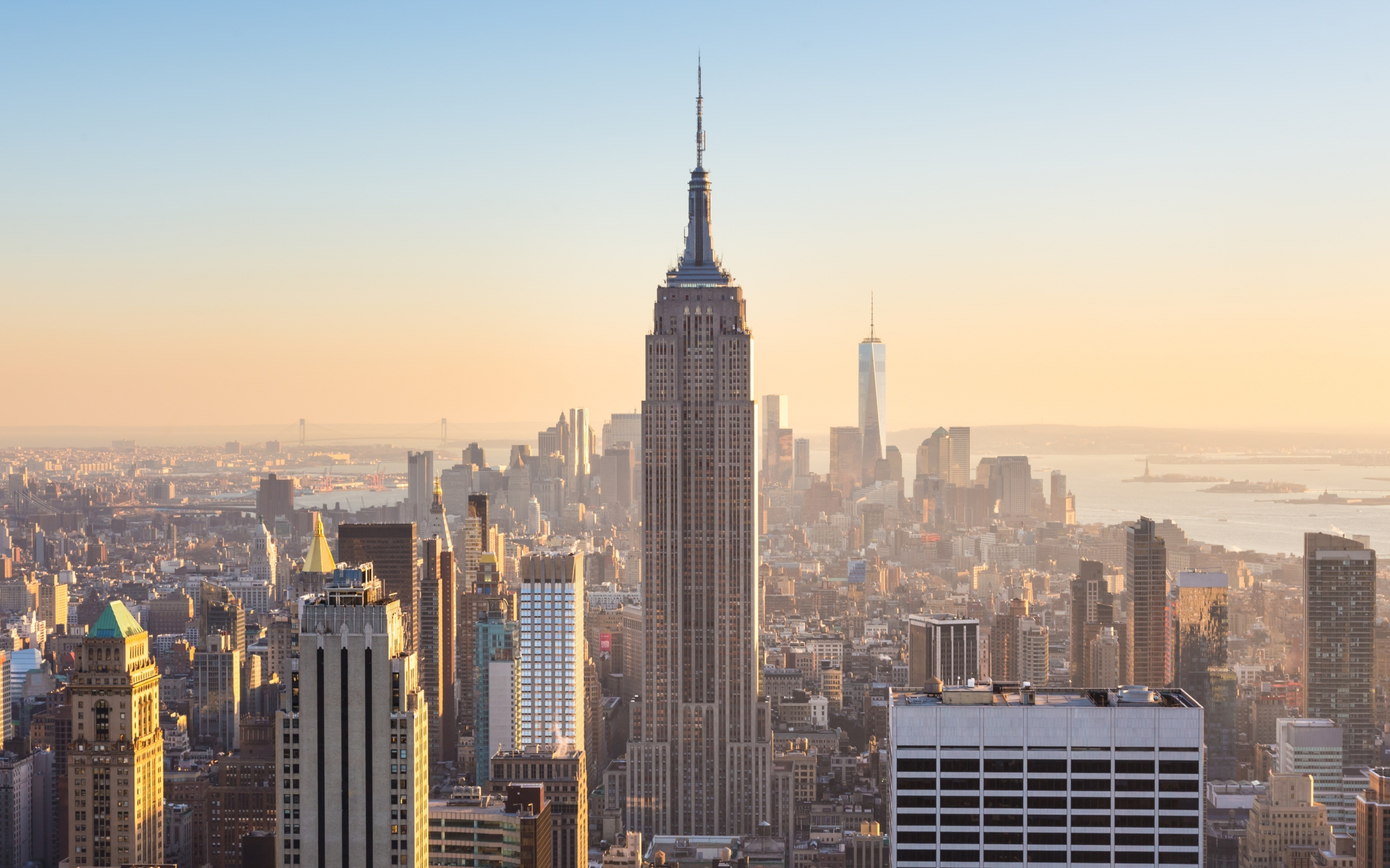 New york, city, buildings, at sunny day, sunlight, 2880x1800 wallpaper