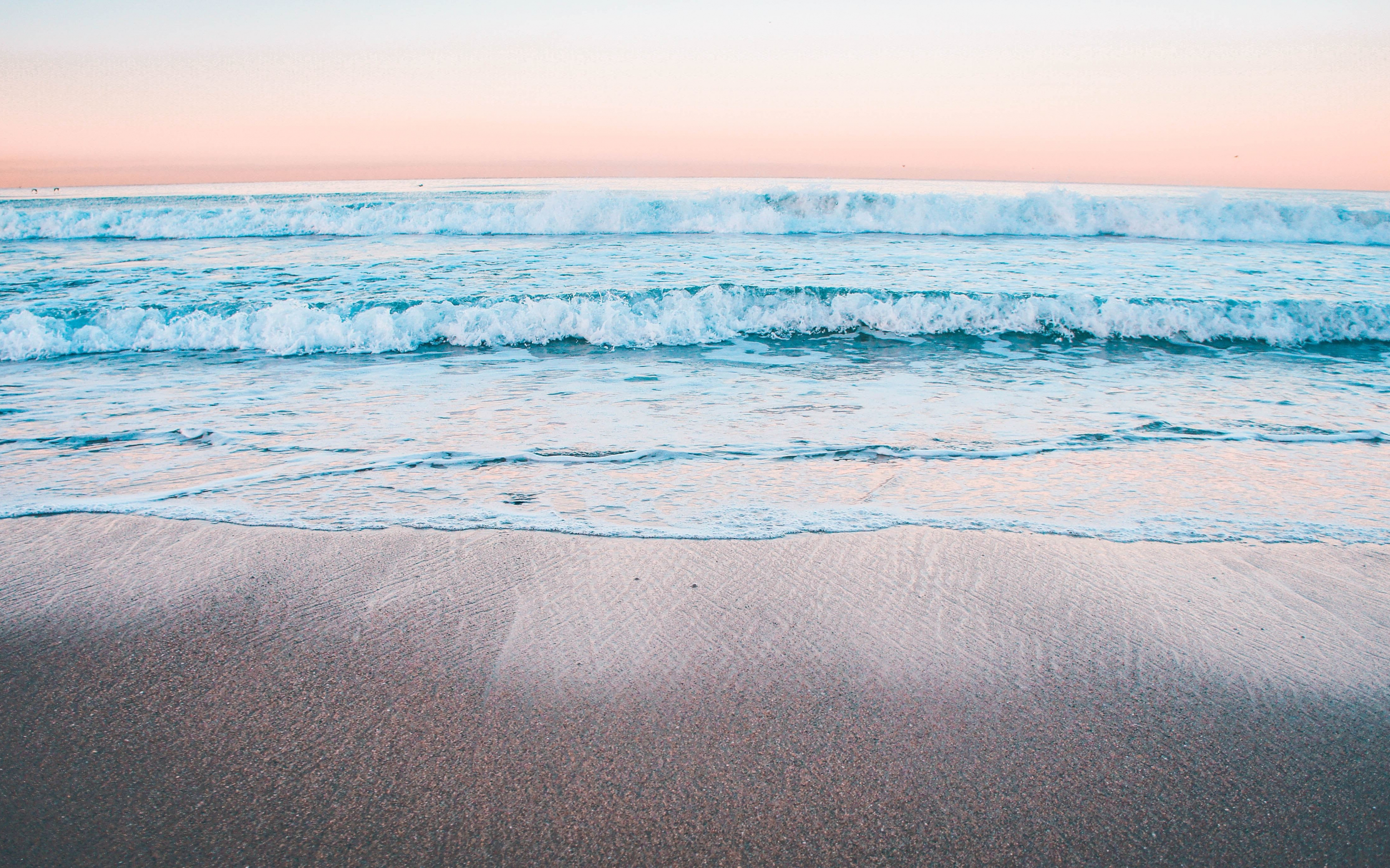Calm, beach, sea waves, peaceful, 2880x1800 wallpaper