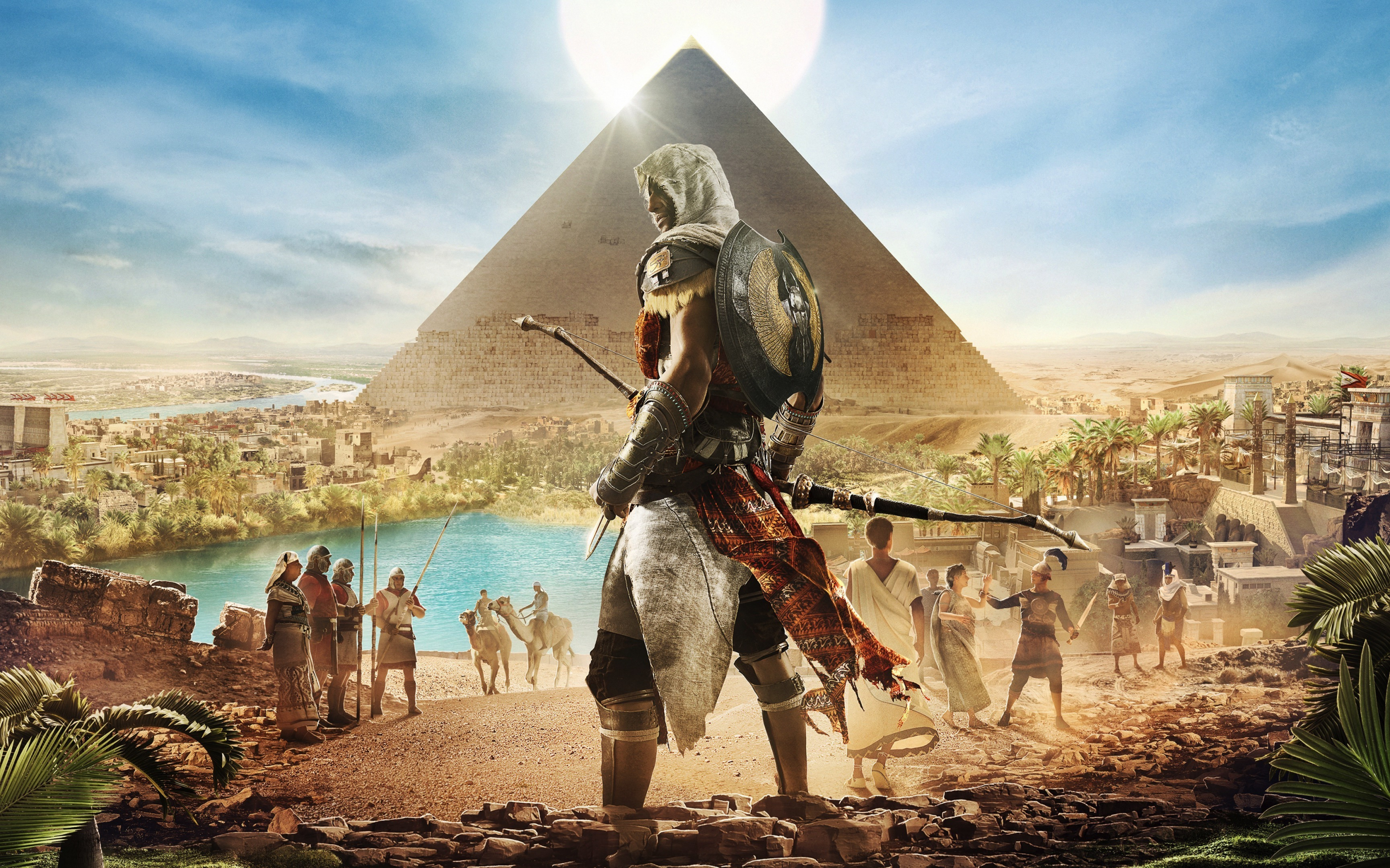 Assassin's creed: origins, Egypt, pyramids, video game, 2880x1800 wallpaper