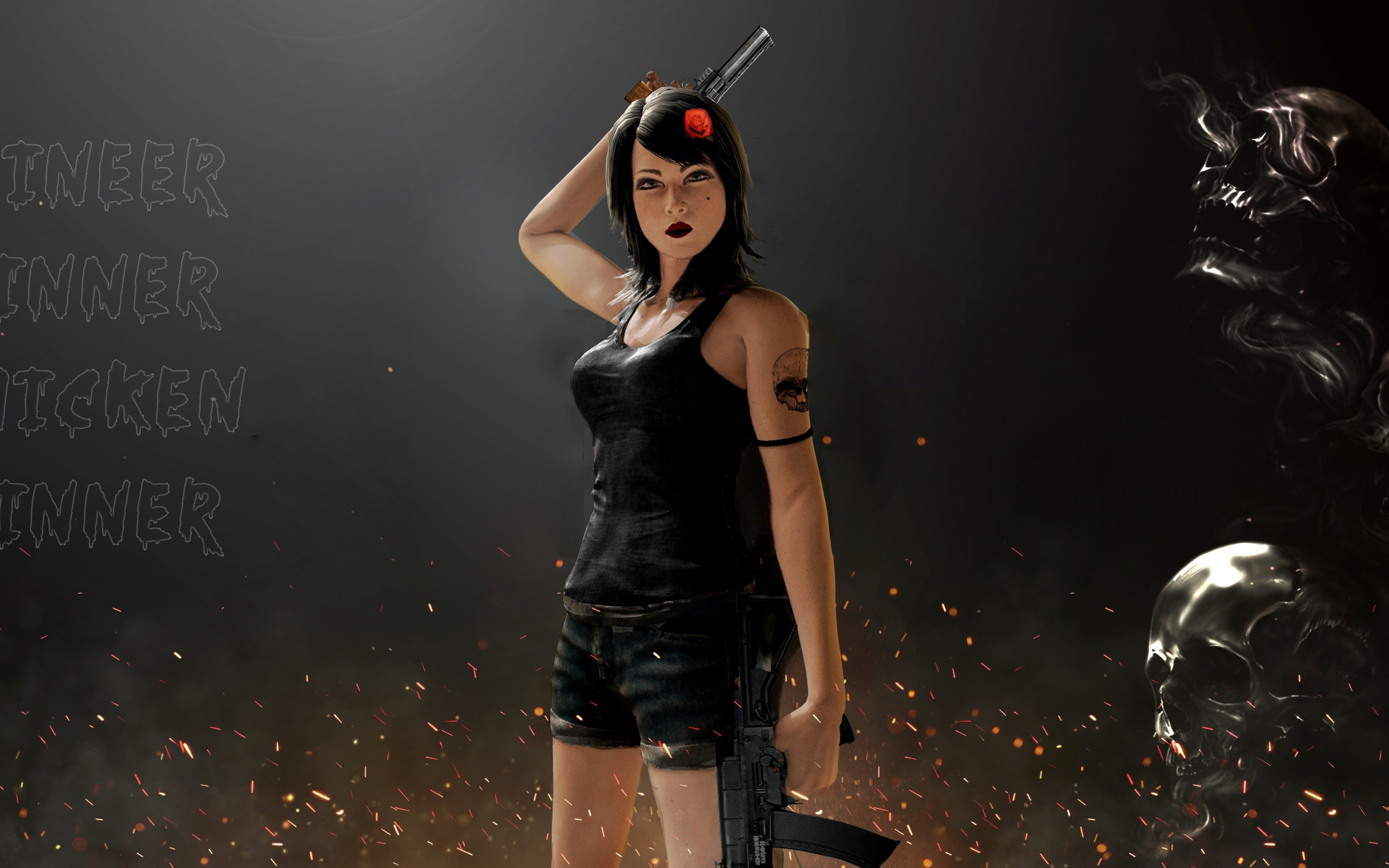 Woman with guns, PUBG, gaming, 2880x1800 wallpaper