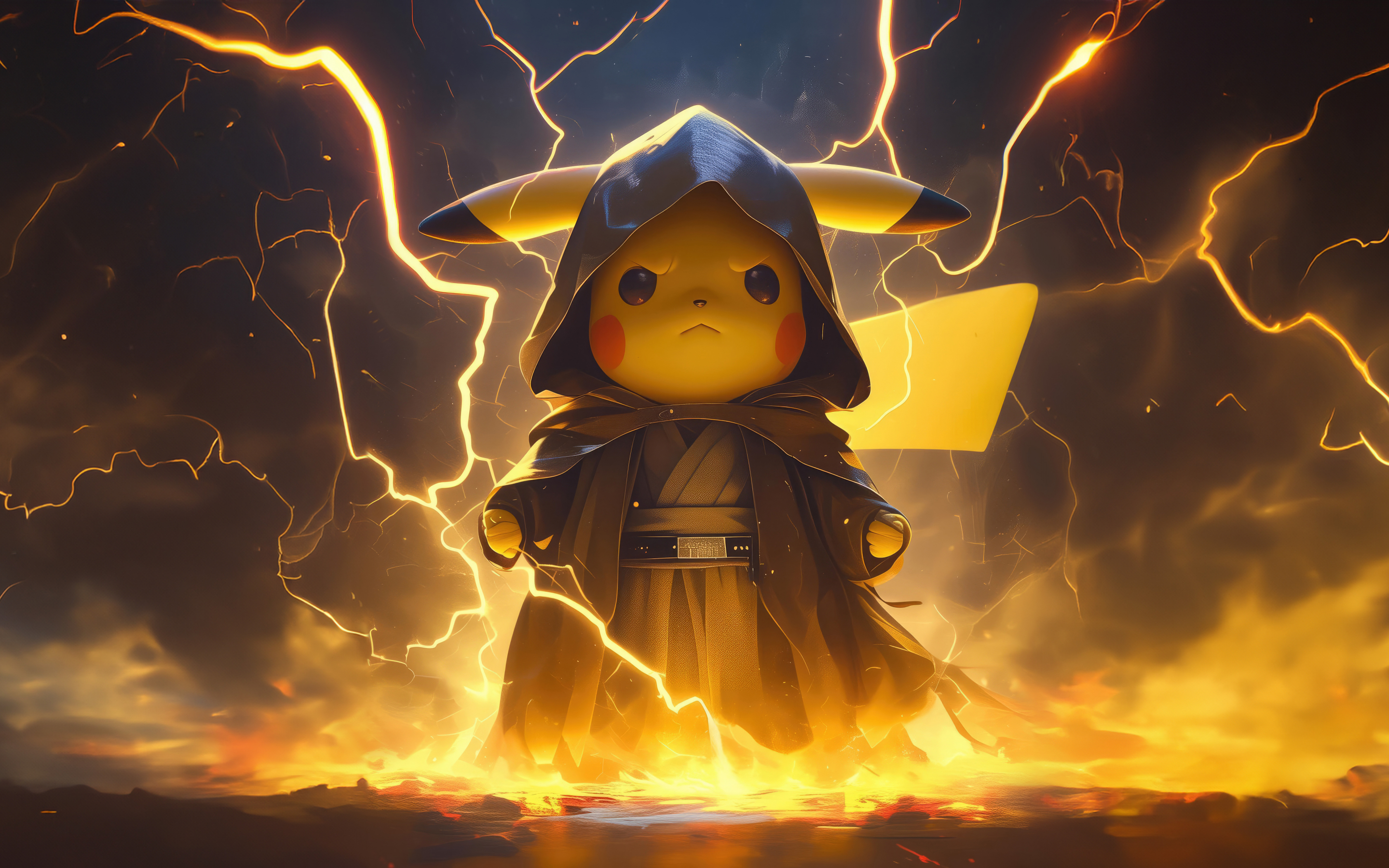 Pikachu as sithlord, Pokemon, art, 2880x1800 wallpaper