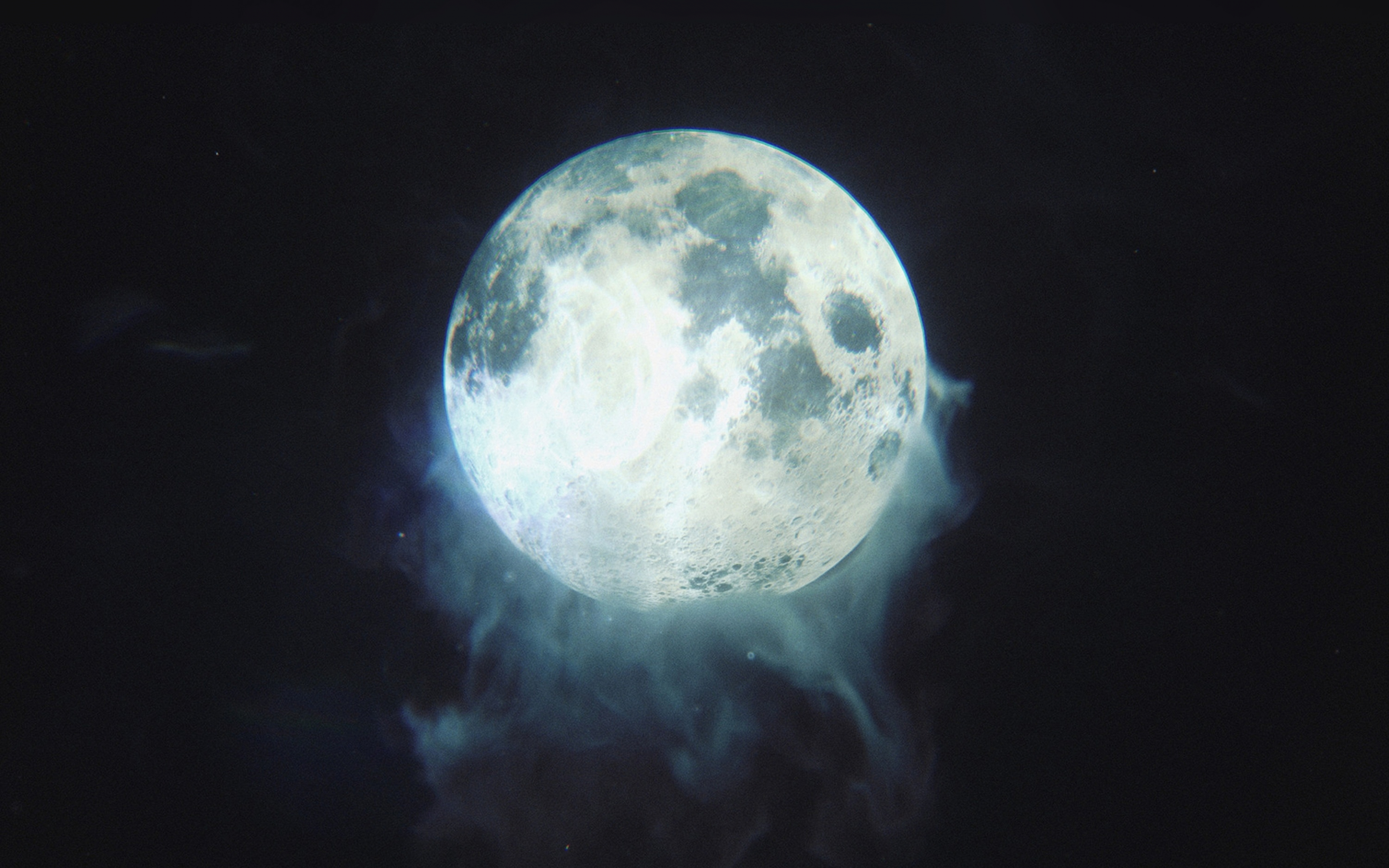 Moon, glow, smoke, dark, 2880x1800 wallpaper