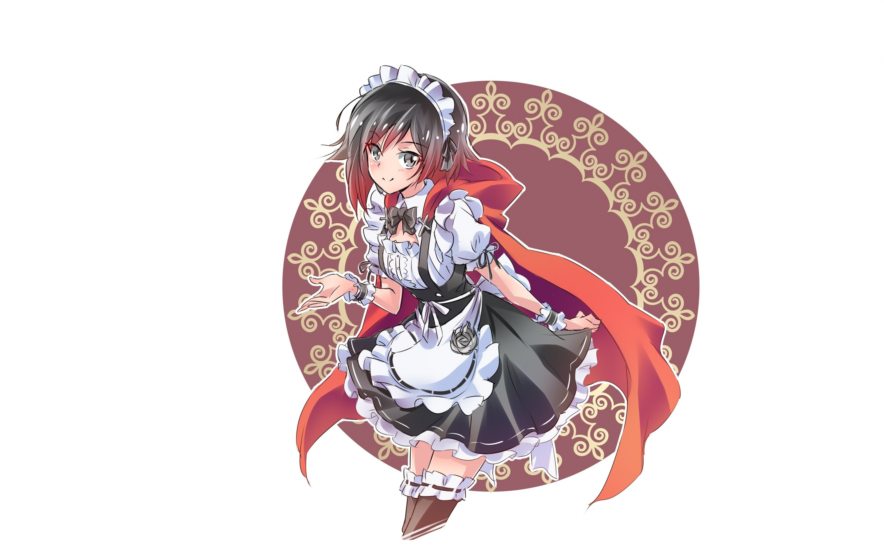 Cute, Ruby rose, maid's outfit, anime girl, 2880x1800 wallpaper