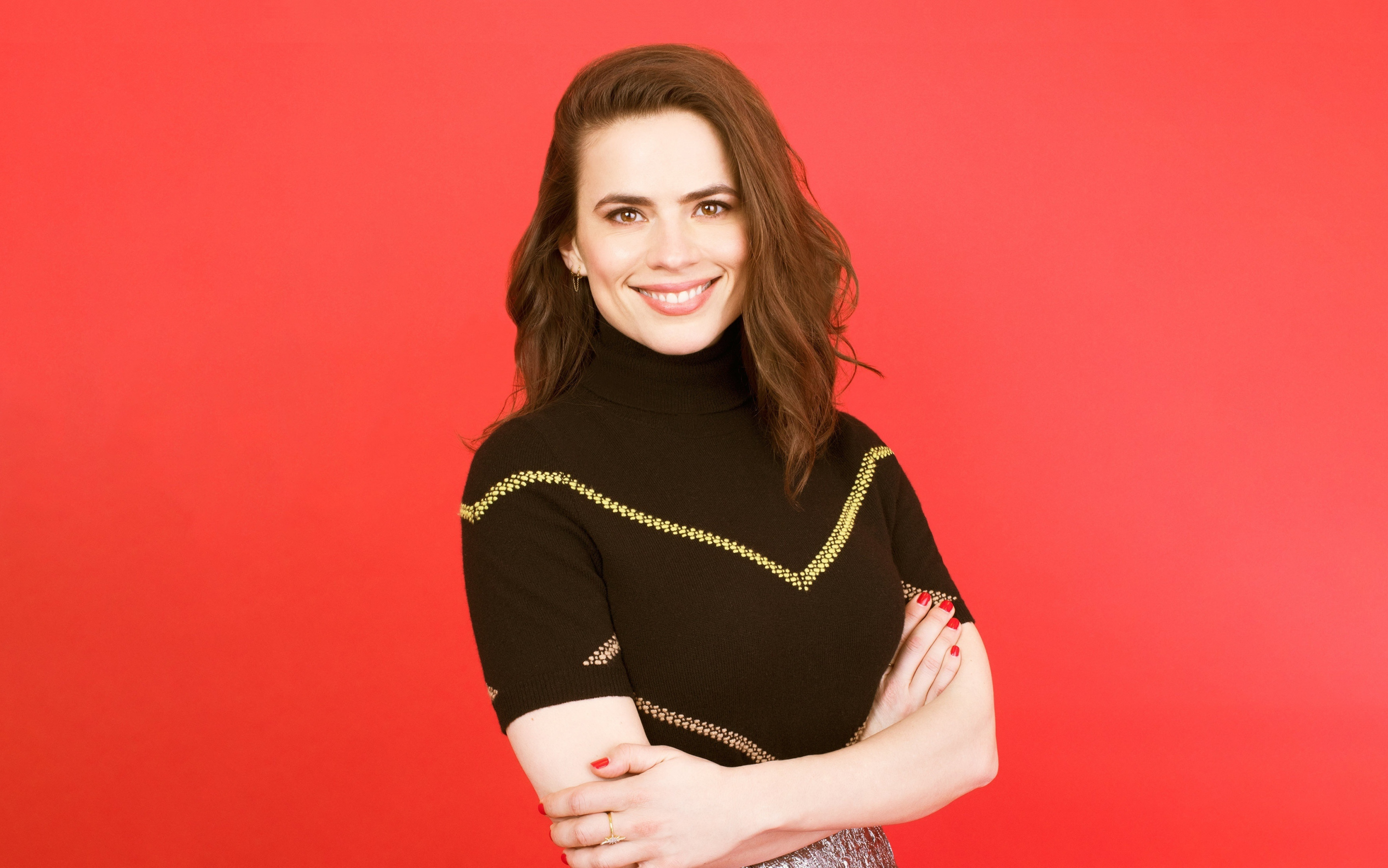 Hayley Atwell, red head, smile, 2880x1800 wallpaper