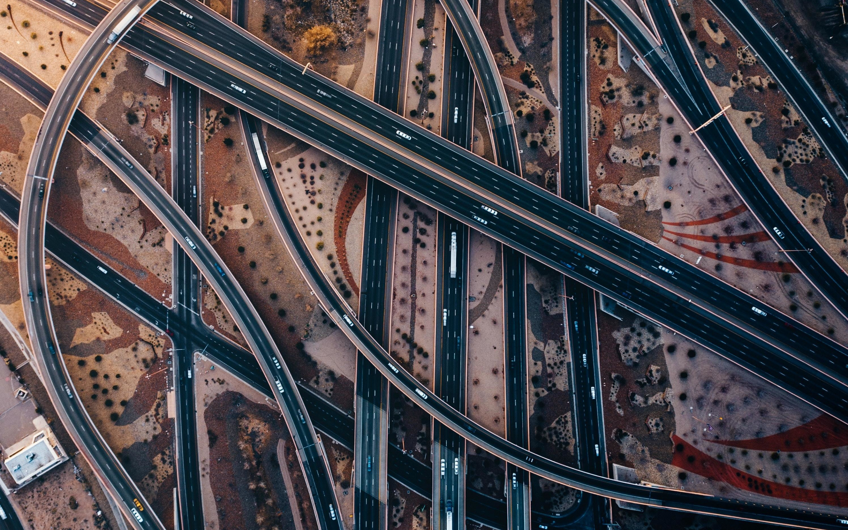 Highway, bridge, aerial view, 2880x1800 wallpaper