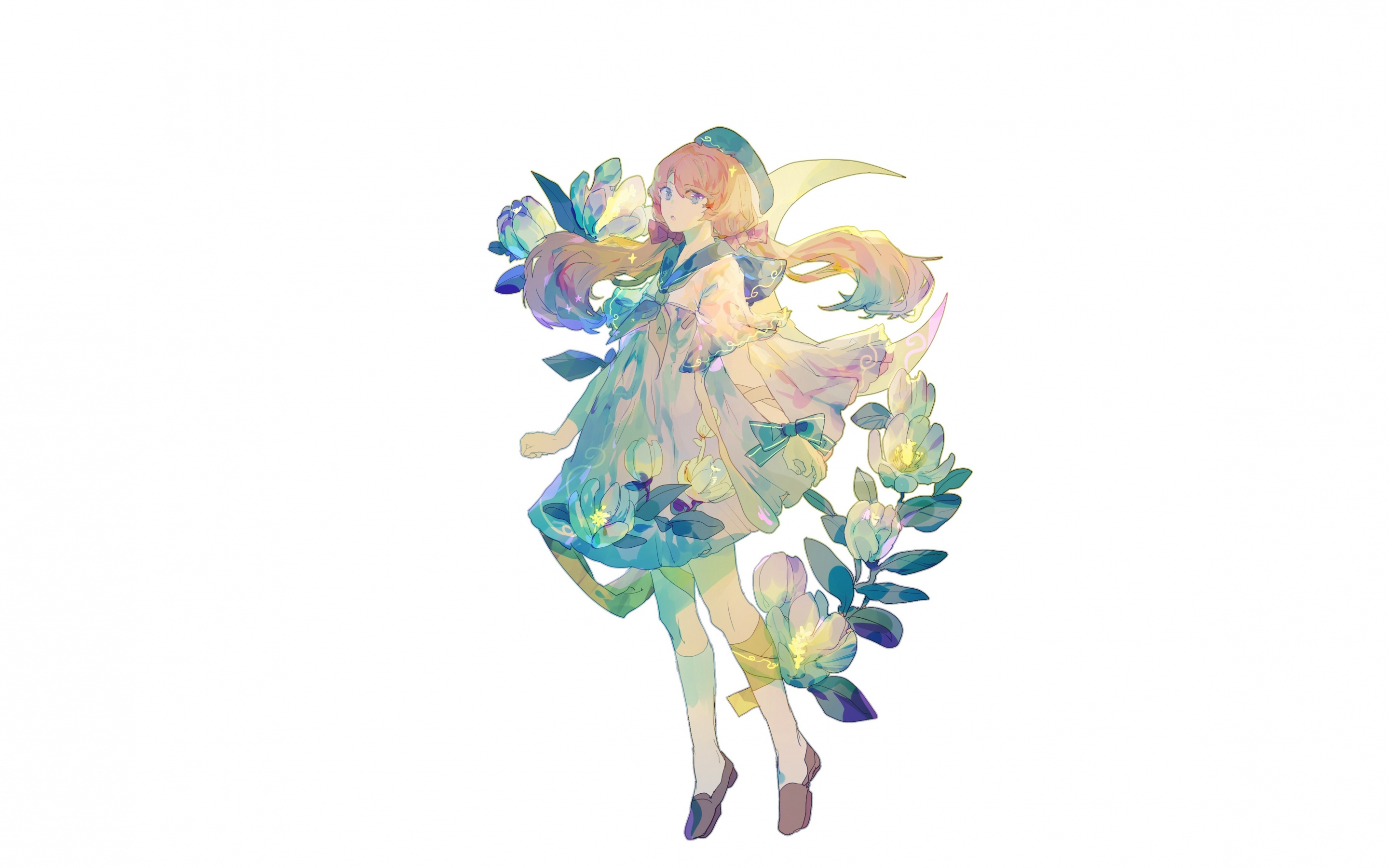 Minimal, artwork, original, cute, anime girl, 2880x1800 wallpaper