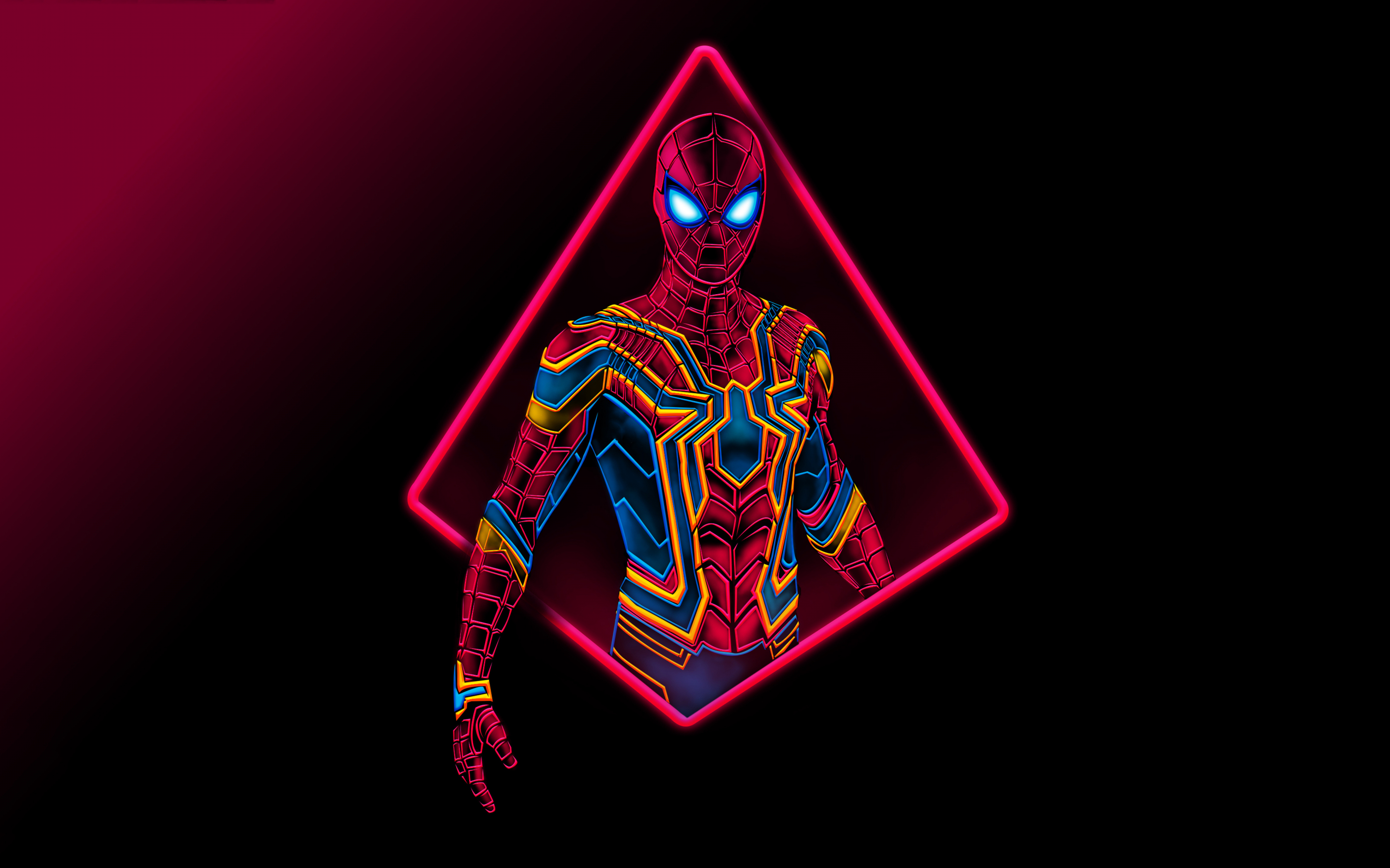 Spider-man, neon art, 2023, 2880x1800 wallpaper